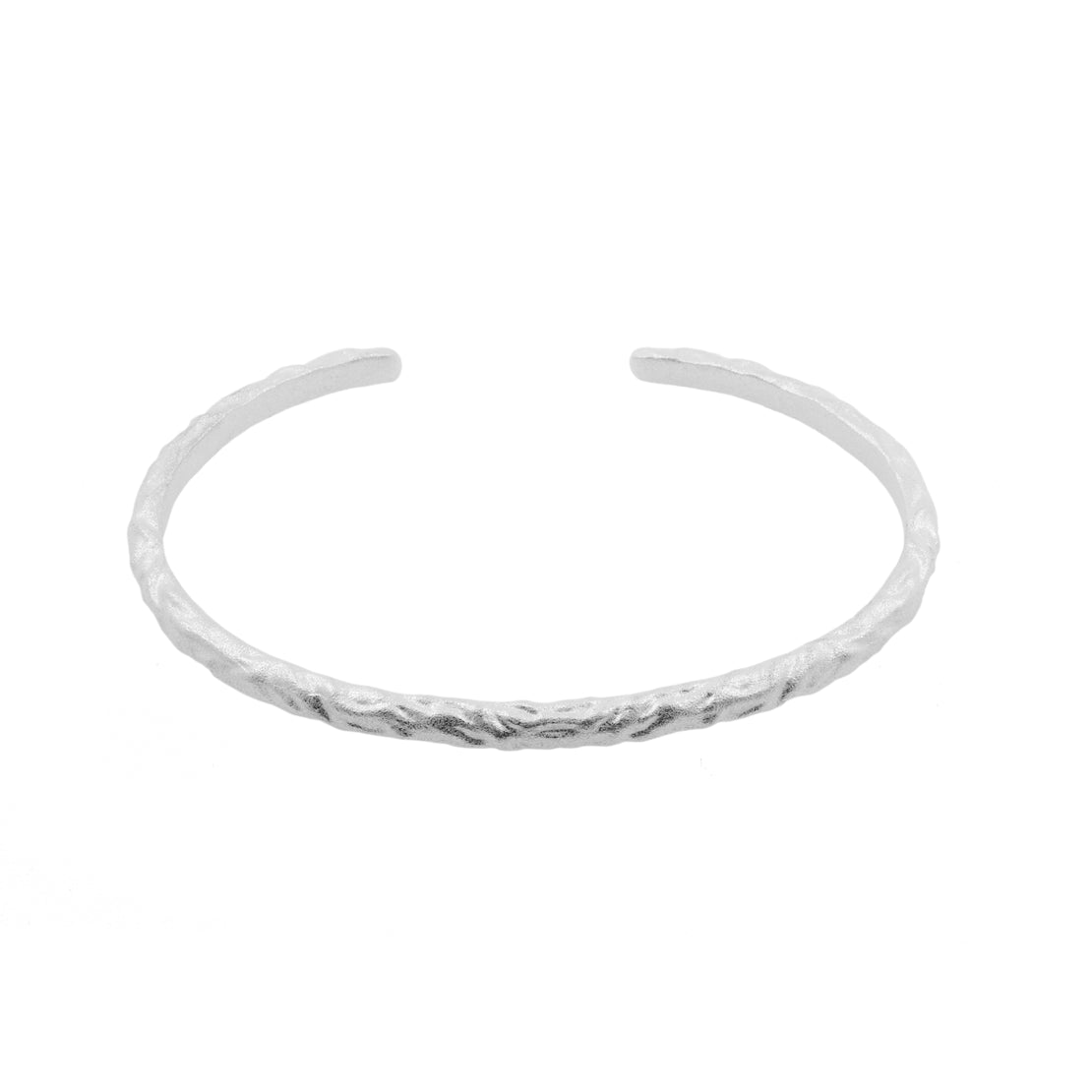 925 Silver Bracelet Bangle Matte - Adjustable Silver