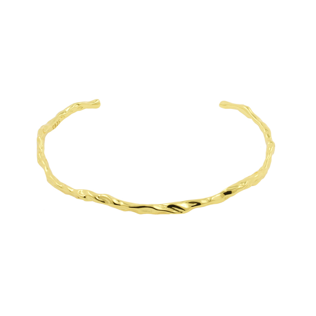 925 Silver Bracelet Bangle - Adjustable Gold