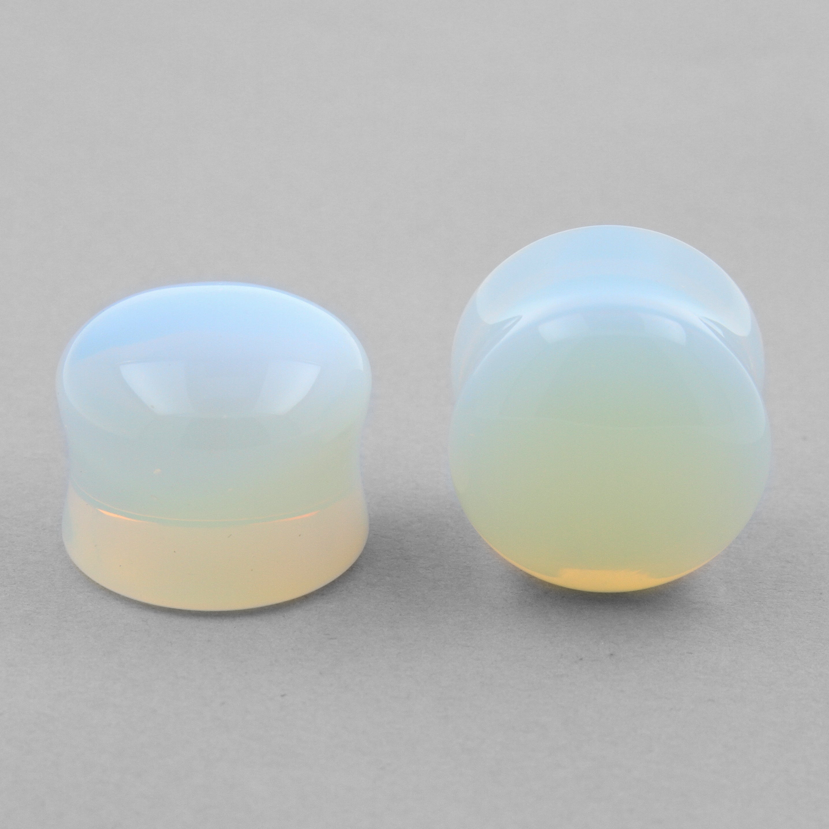 Stone Double Flared Opalite Plug White Opal