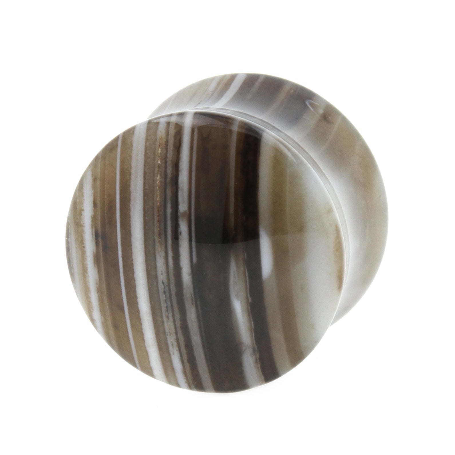 Stone Double Flared Agate Plug Brown