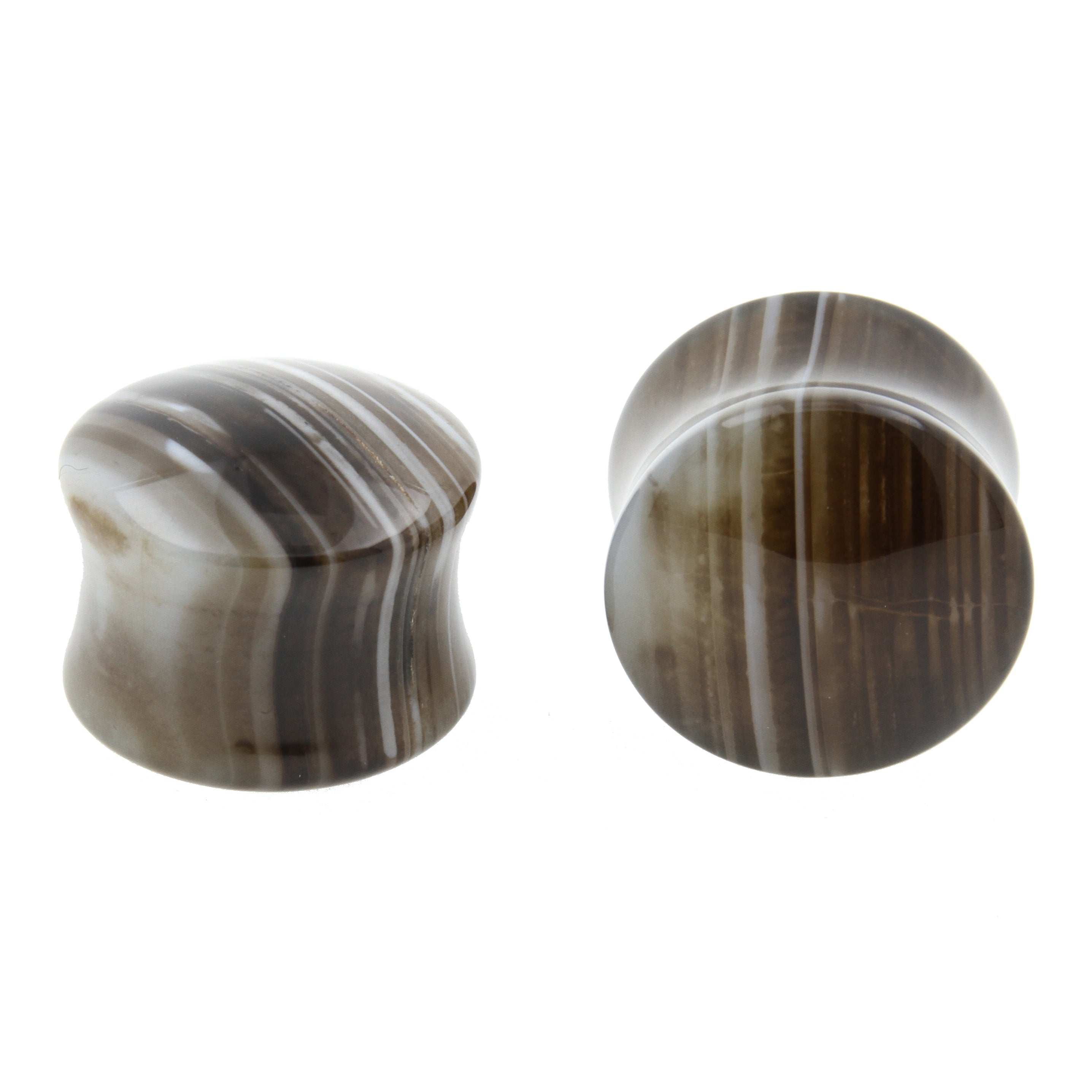 Stone Double Flared Agate Plug Brown