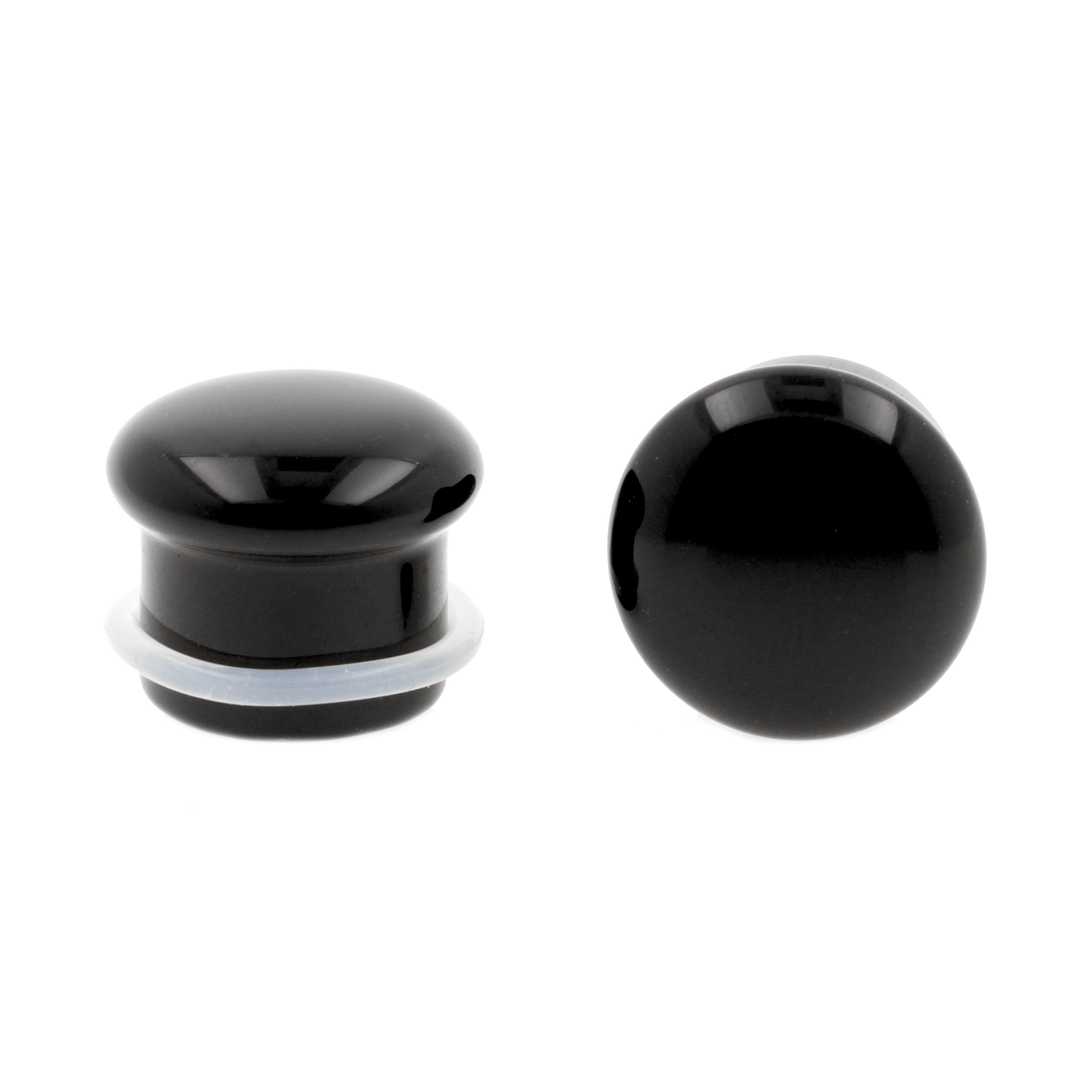 Stone Single Flared Obsidian Plug Black