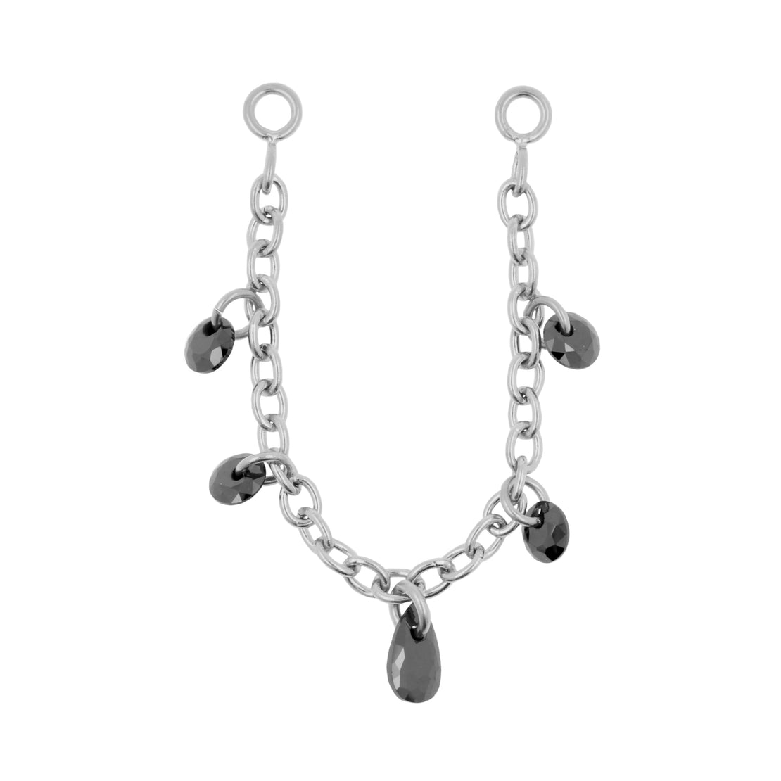 Surgical Steel Piercing Chain With Dangling Zirconia Silver