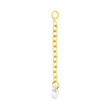 Surgical Steel Click Ring Charm Chain With Zirconia - Single Gold