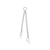 Surgical Steel Click Ring Charm Chain With Zirconia - Double Silver