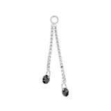 Surgical Steel Click Ring Charm Chain With Zirconia - Double Silver