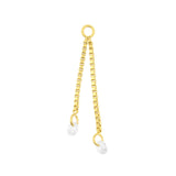 Surgical Steel Click Ring Charm Chain With Zirconia - Double Gold