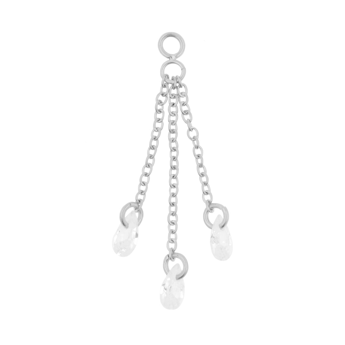 Chirurgisch Stalen Click Ring Box Chains met Ronde Zirkonia’s - Driedubbel - Zilver