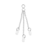 Surgical Steel Click Ring Charm Chain With Zirconia - Triple Silver