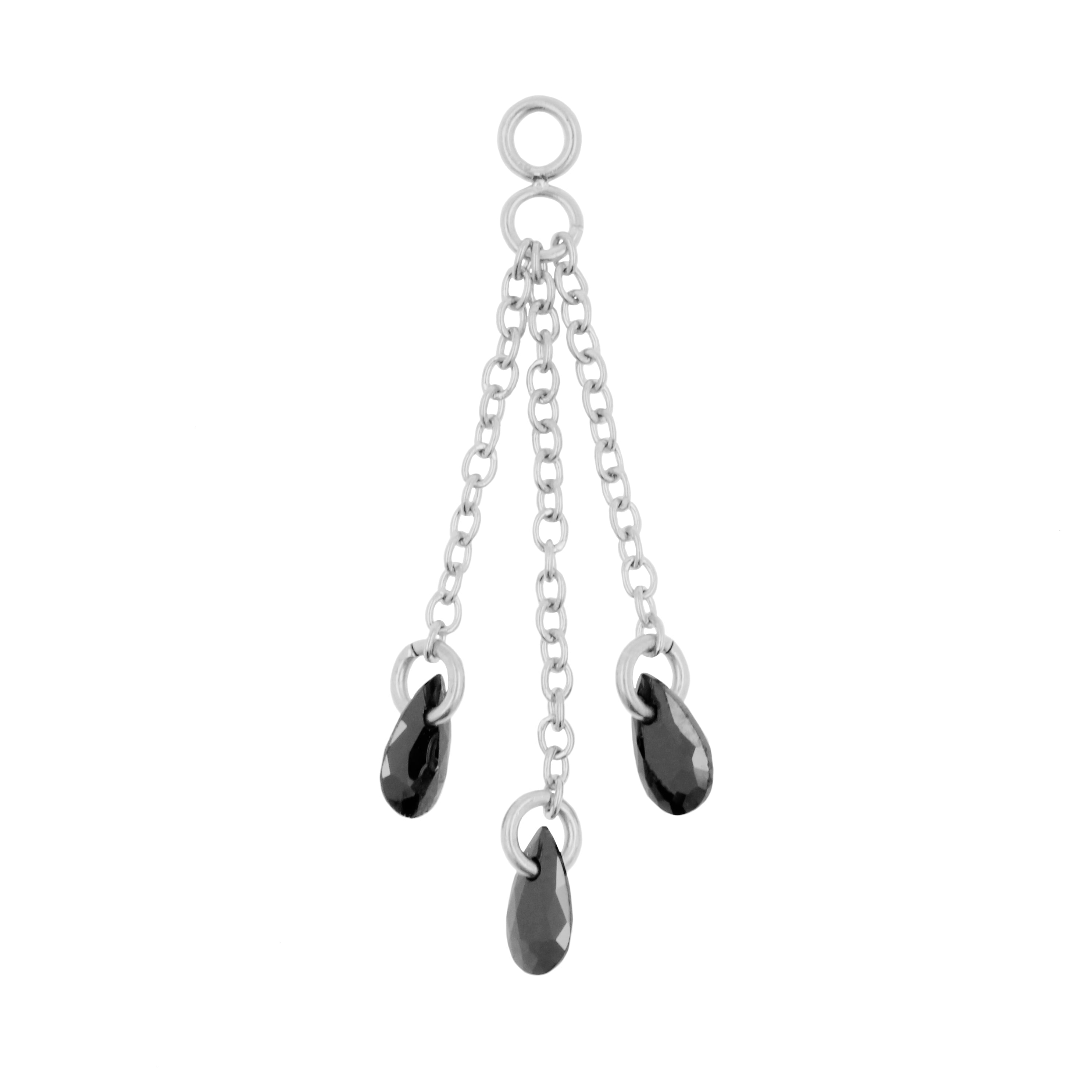 Surgical Steel Click Ring Box Chains with Round Cubic Zirconia Stones - Triple - Gold
