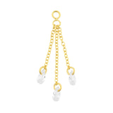 Surgical Steel Click Ring Charm Chain With Zirconia - Triple Gold
