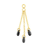Surgical Steel Click Ring Charm Chain With Zirconia - Triple Gold