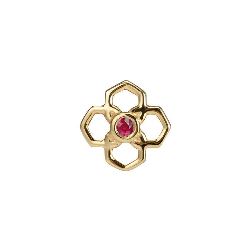 14 Karat Gold Clover With Ruby