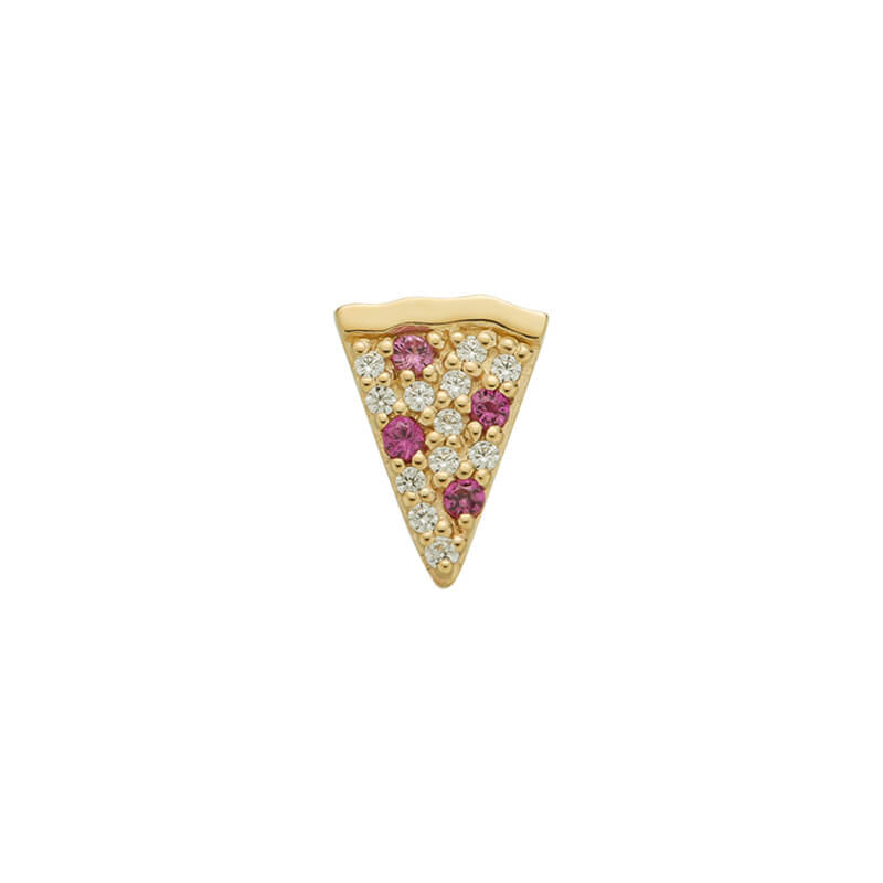 14 Karat Gold Pizza Slice With Ruby