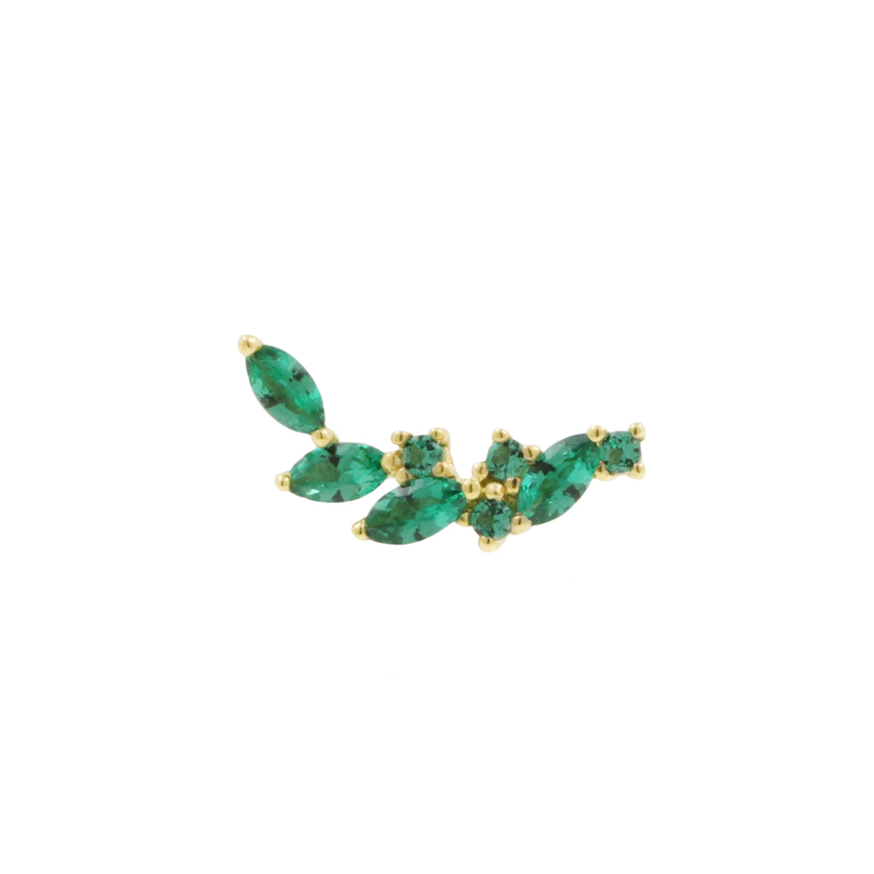 14 Karat Gold Leaf Vine Green Zirconia