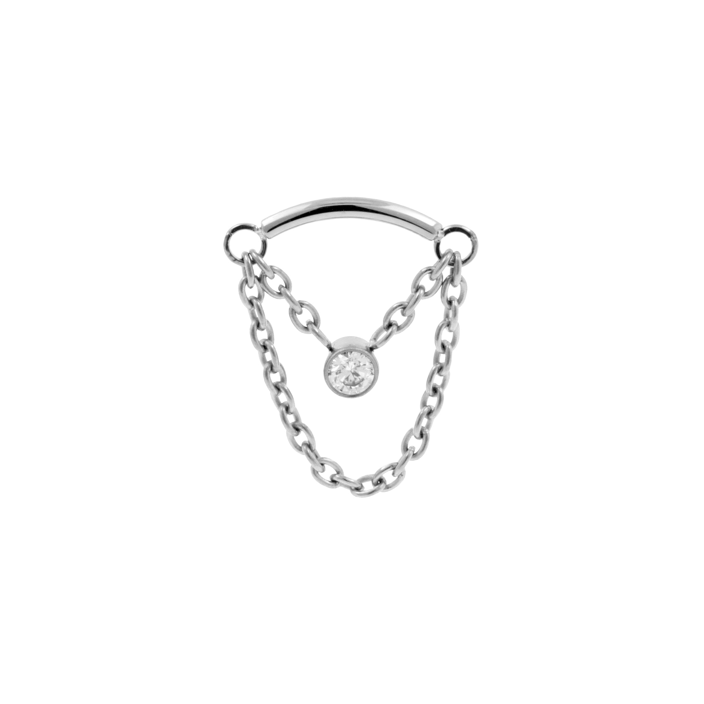 Titanium Hidden Helix - Zirkonia Double Chain - Zilver