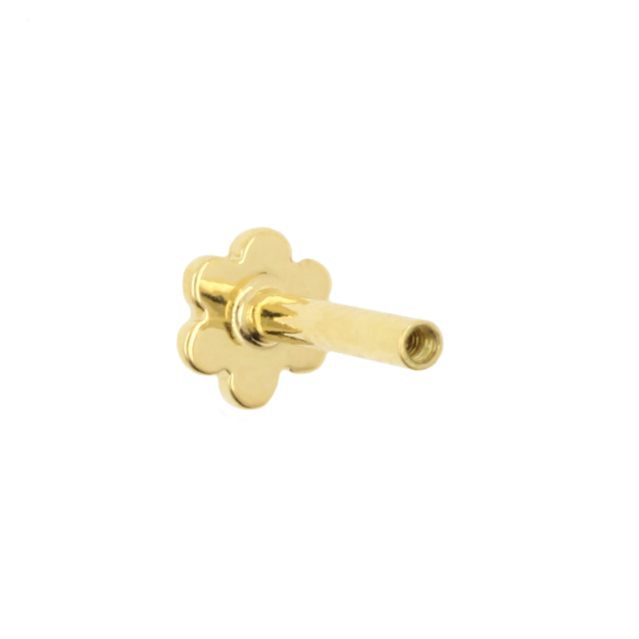 18 Karat Gold Labret Stud - 4 mm Flower Disc