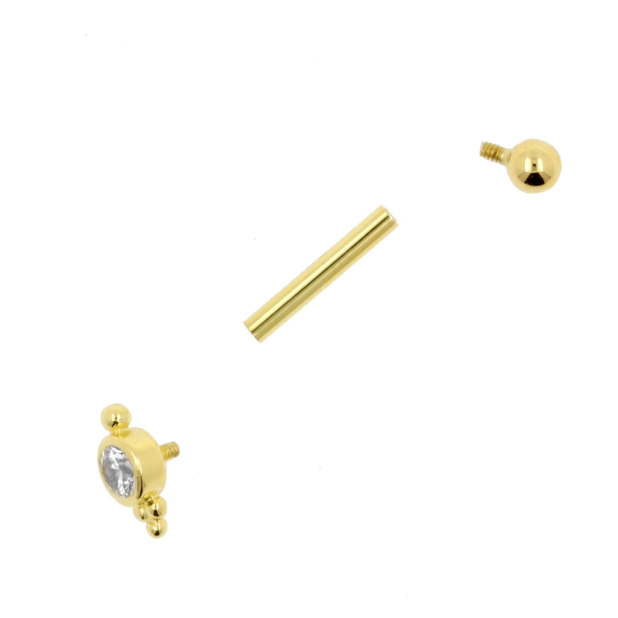 18 Karat Gold Straight Barbell Post