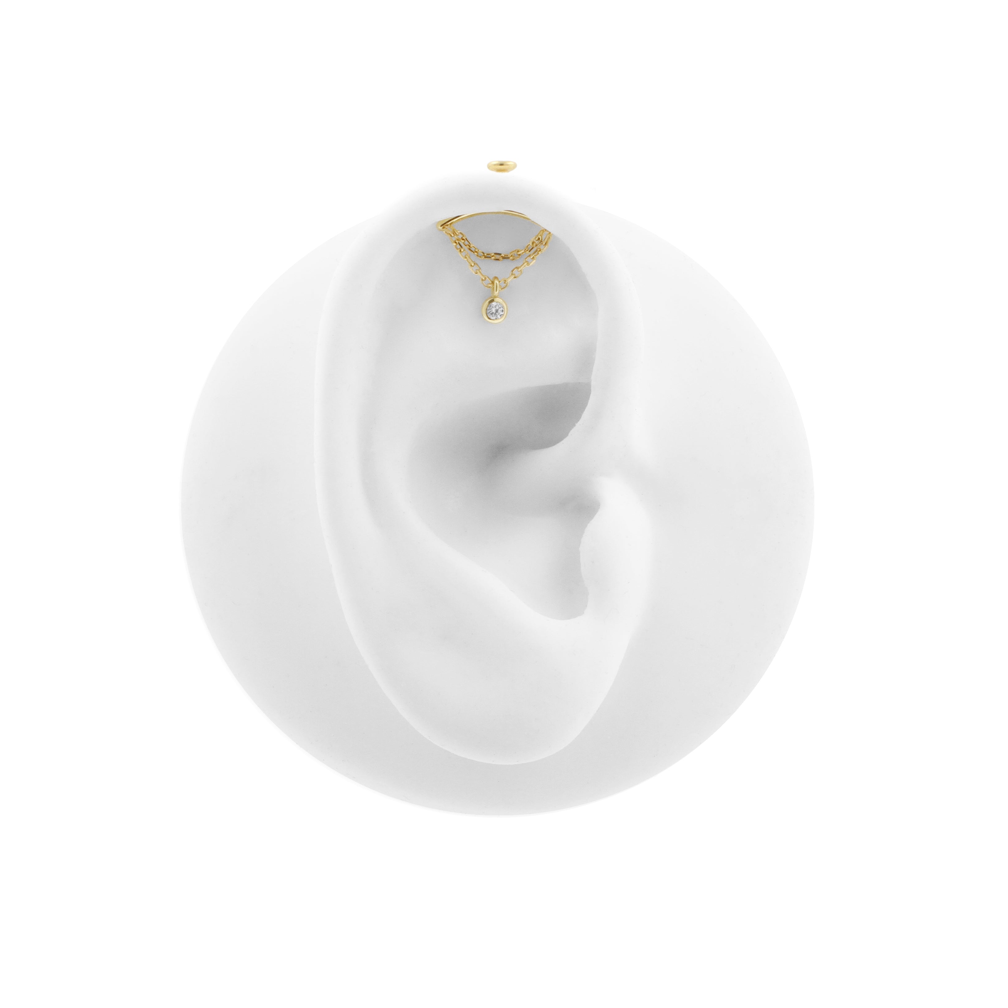 18 Karat Gold Vertical Helix - Zirconia Chain