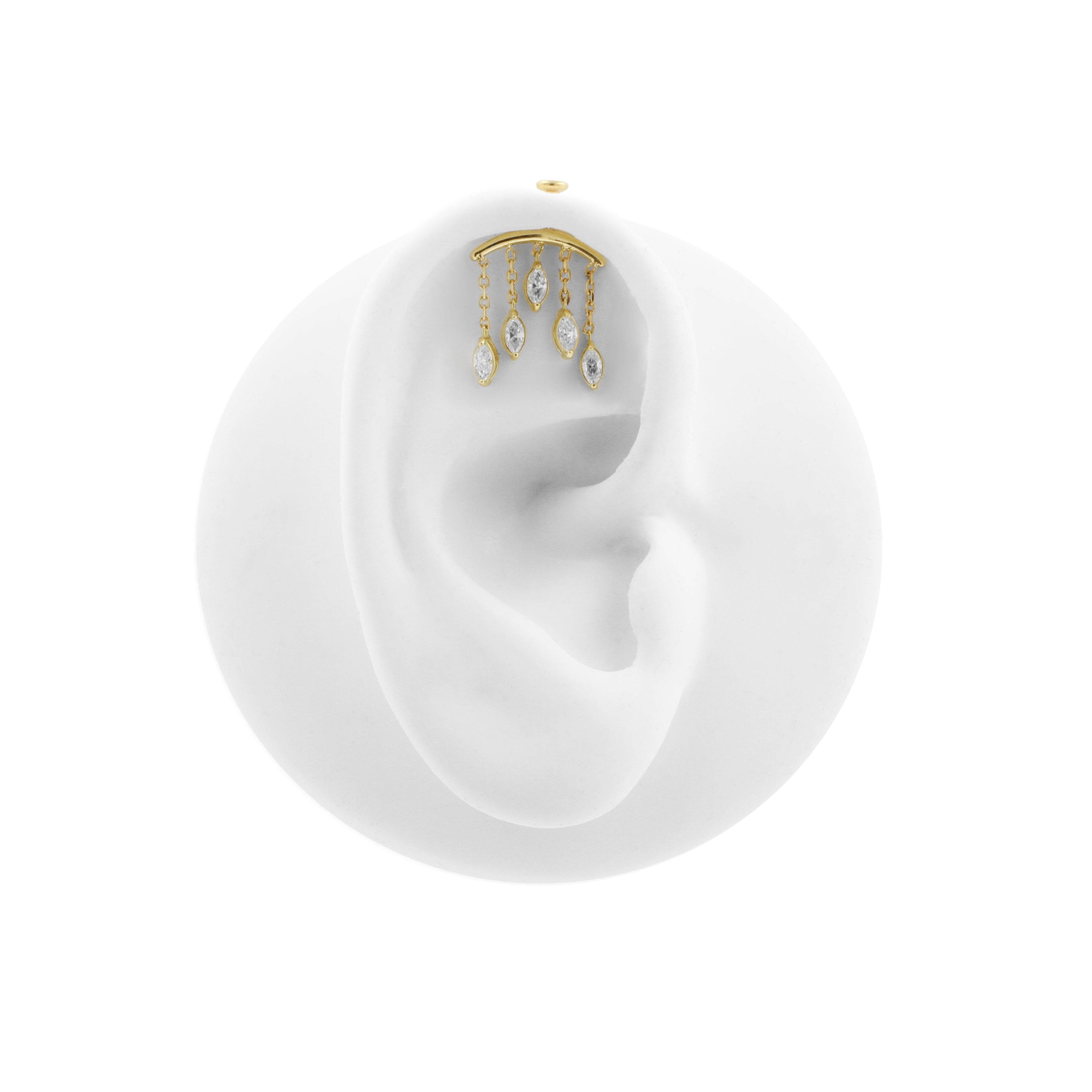 18 Karat Gold Vertical Helix - Zirconia Dangles