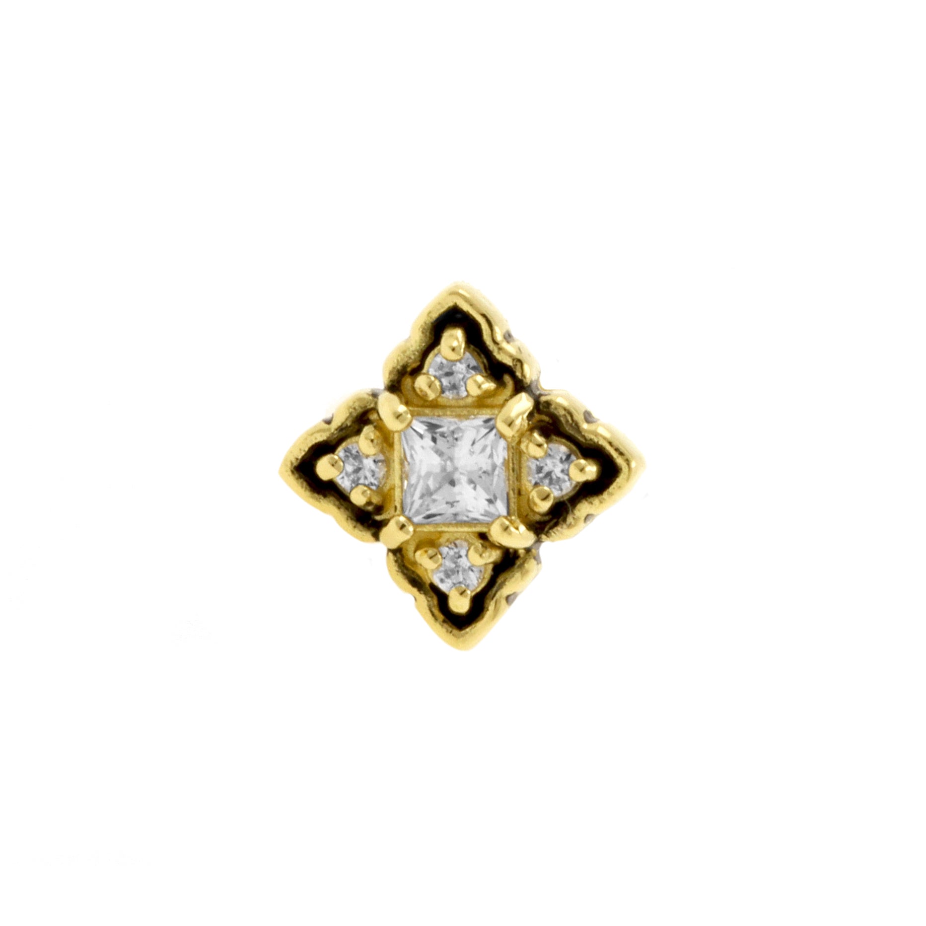 18 Karaats Gouden Zirkonia Ornamental Square