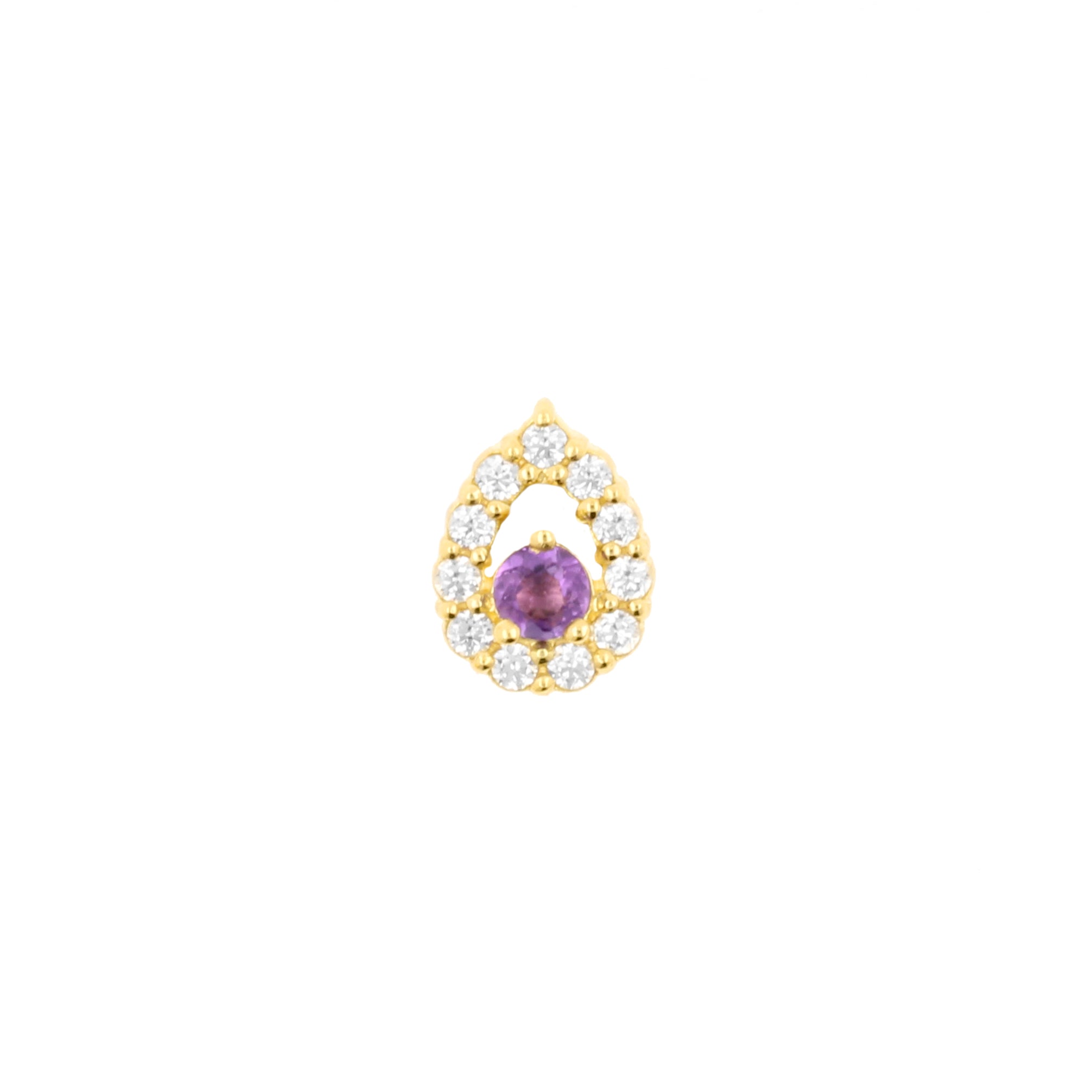 18 Karat Gold Amethyst And Zirconia Droplet Amethyst