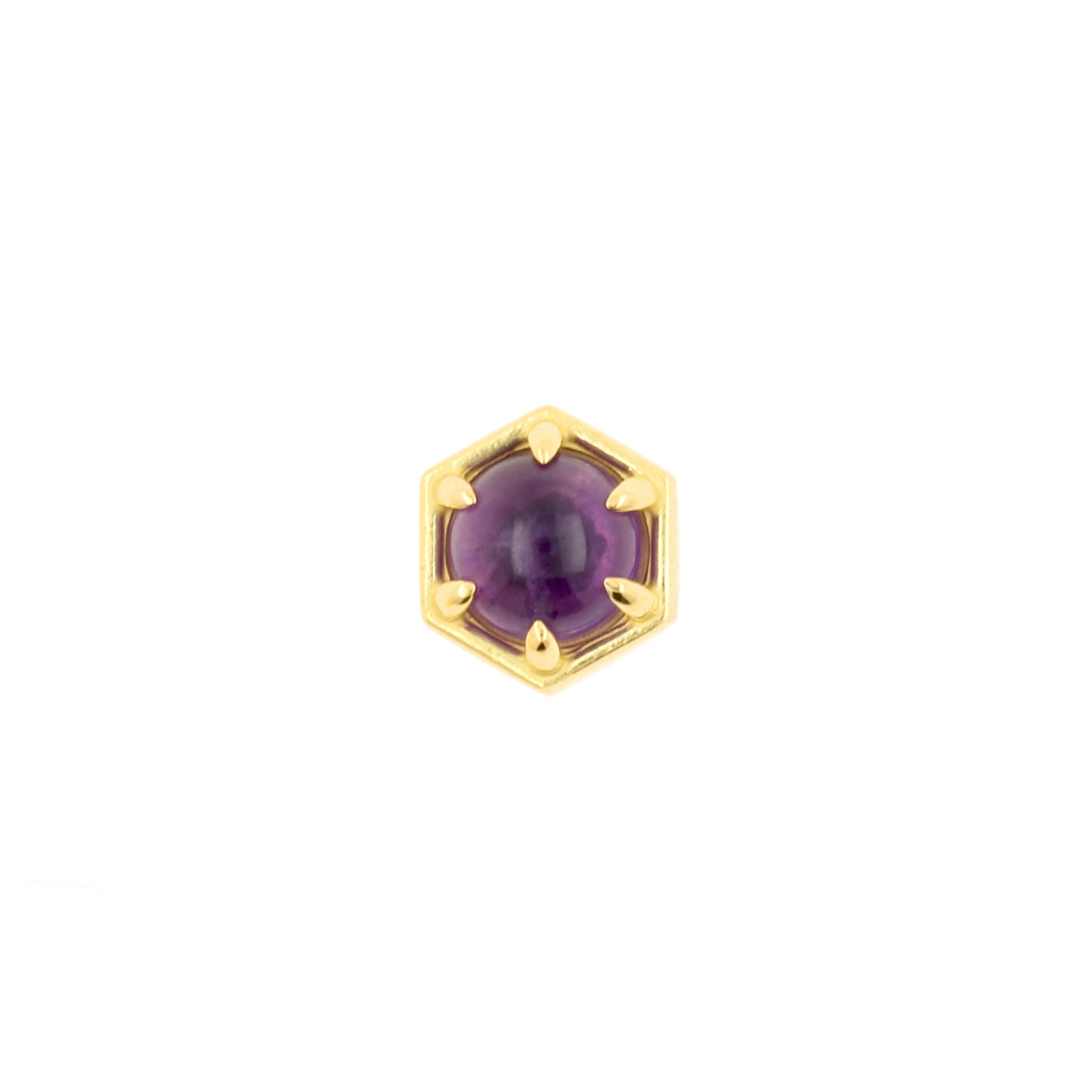 18 Karat Gold Amethyst Cabochon Hexagon