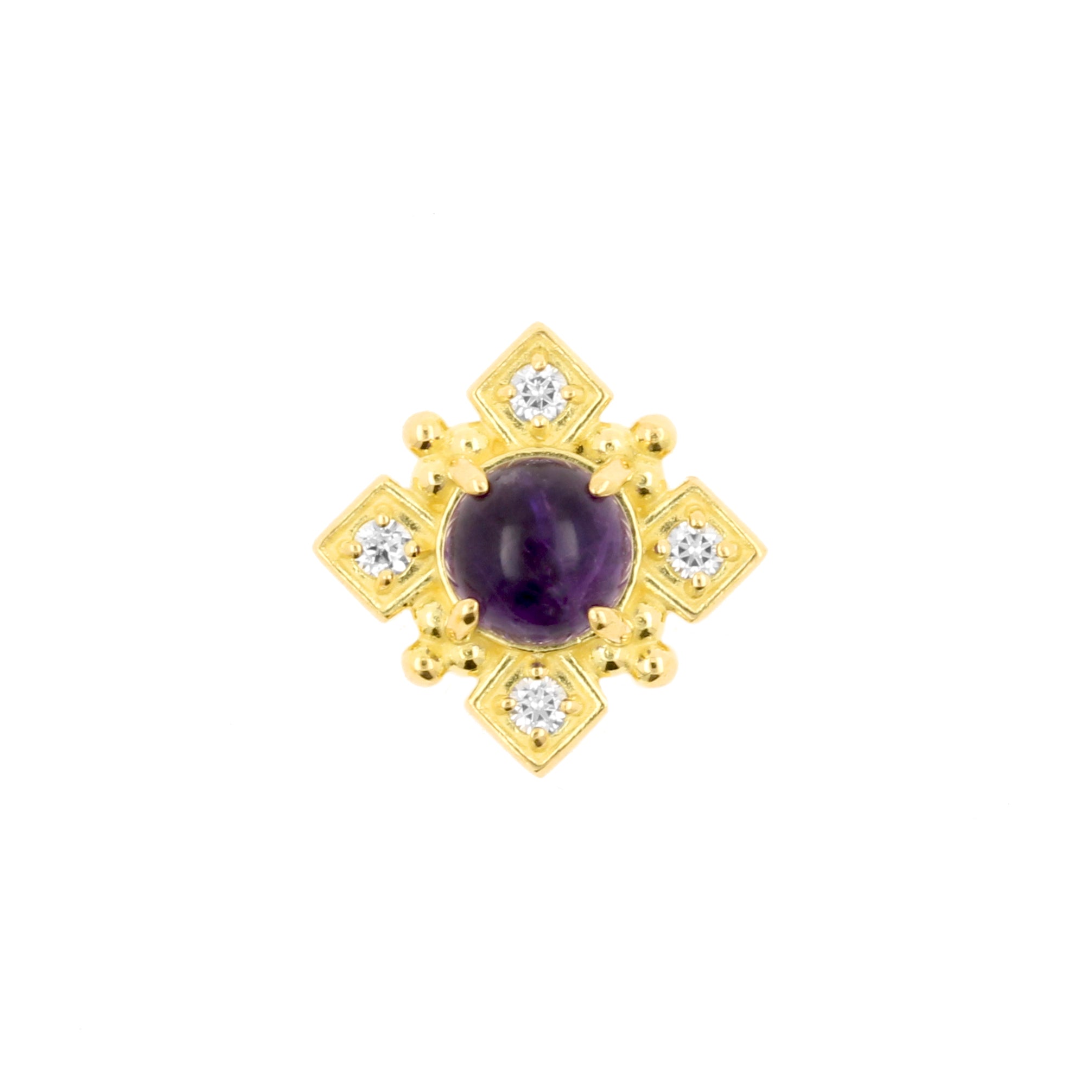 18 Karat Gold Amethyst Cabochon Square