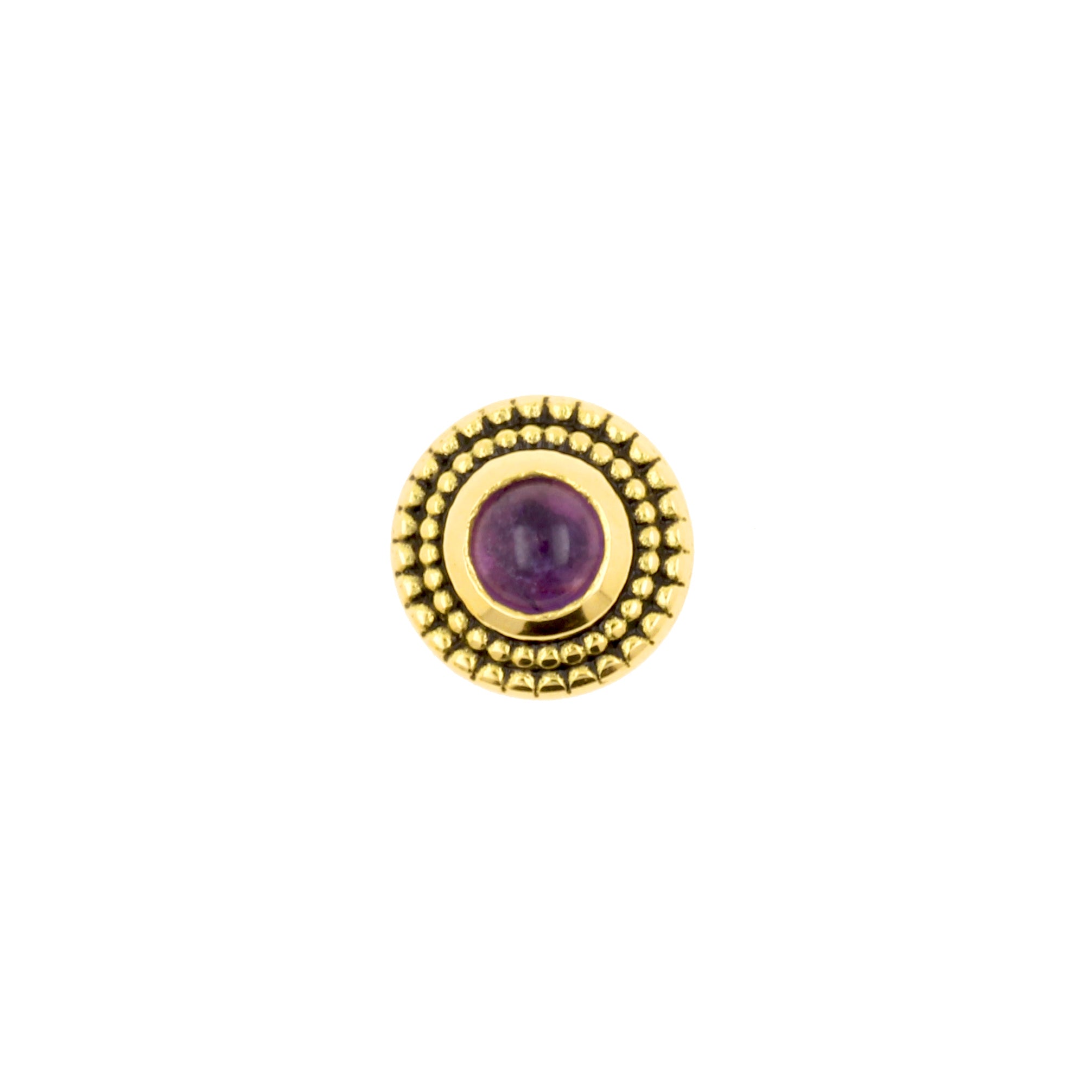 18 Karaats Gouden Amethyst Cabochon Vintage Dots Amethyst