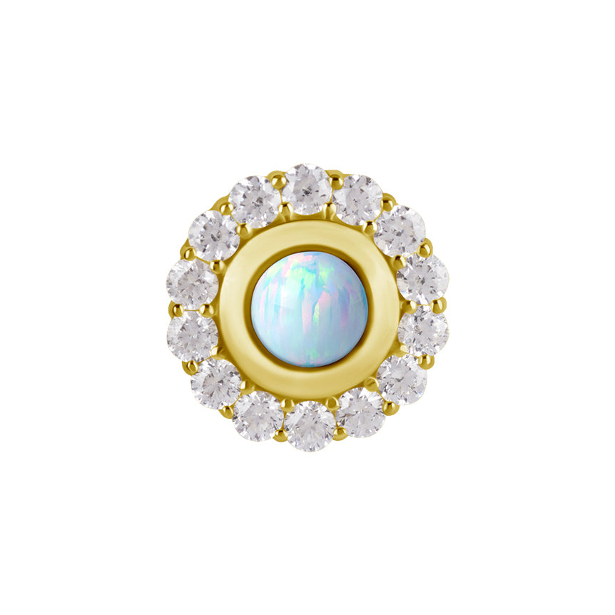 18 Karaats Gouden  Vintage Opaal Zirkonia - Rond White Opal