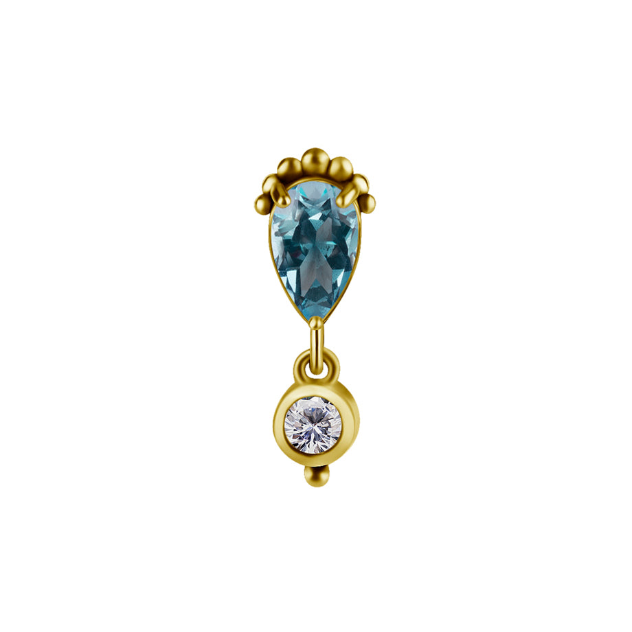 18 Karaats Gouden  Topaas Dangled Teardrop Blue Topaz