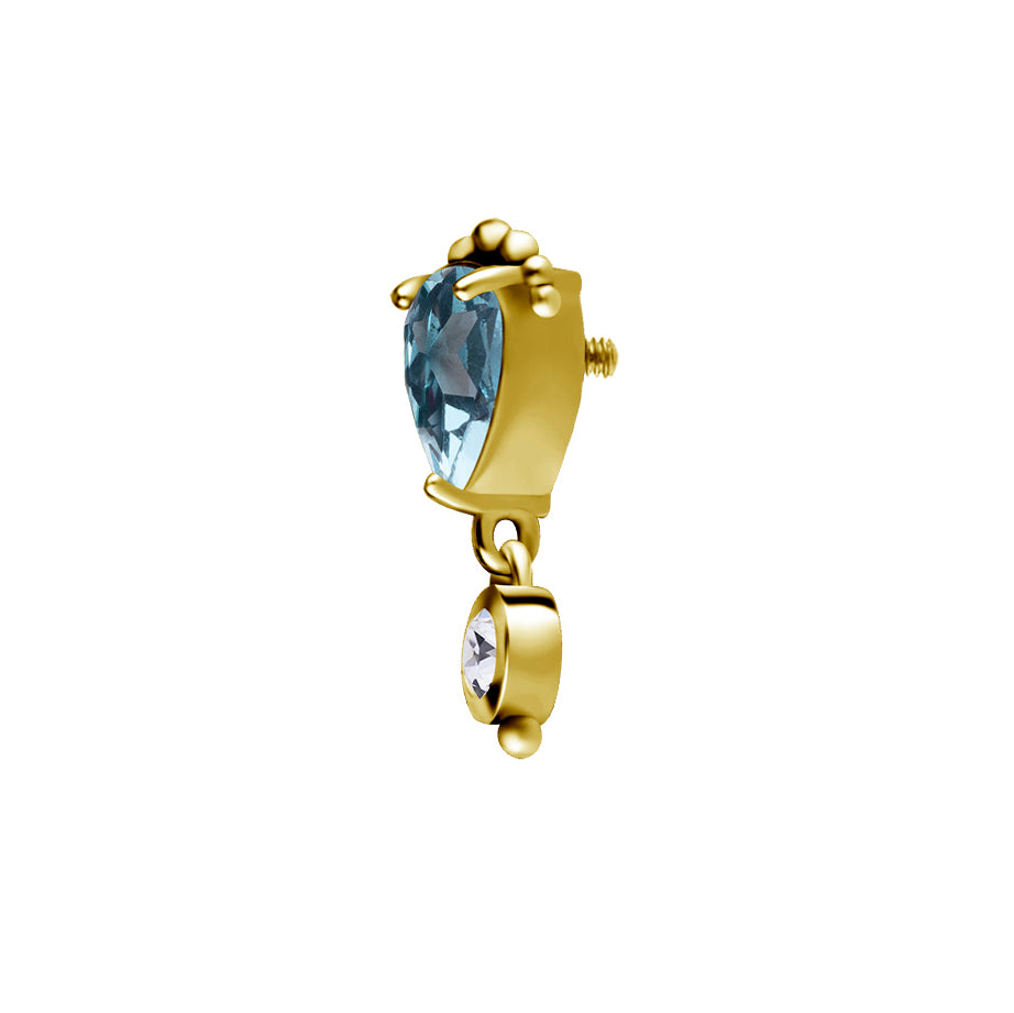 18 Karaats Gouden  Topaas Dangled Teardrop Blue Topaz