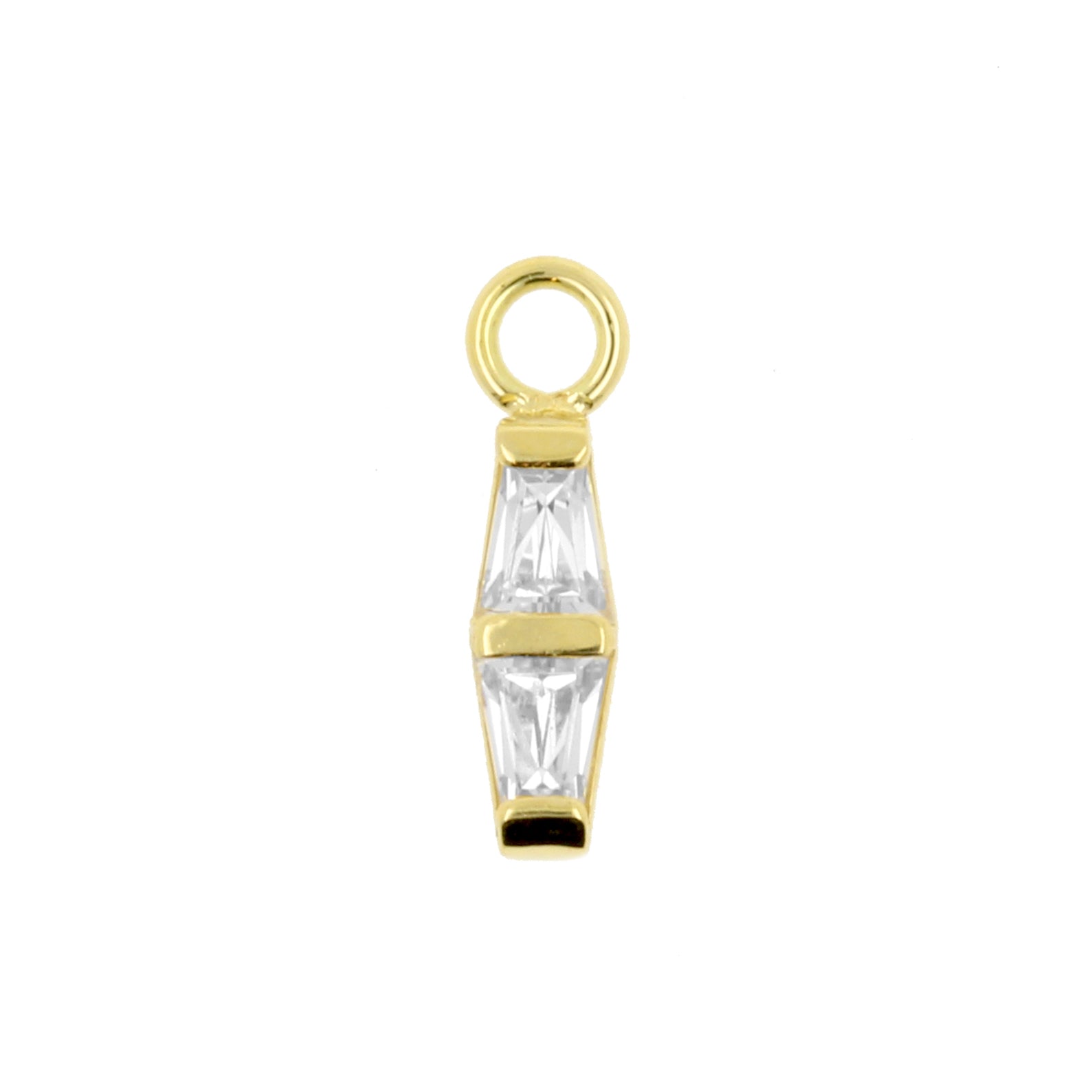 18 Karat Gold Click Ring Charm - Zirconia Double Trapezoid