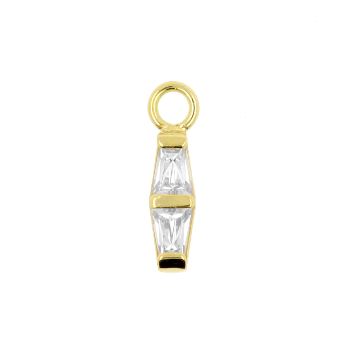18 Karaats Gouden Click Ring Bedel - Zirkonia Double Trapezoid