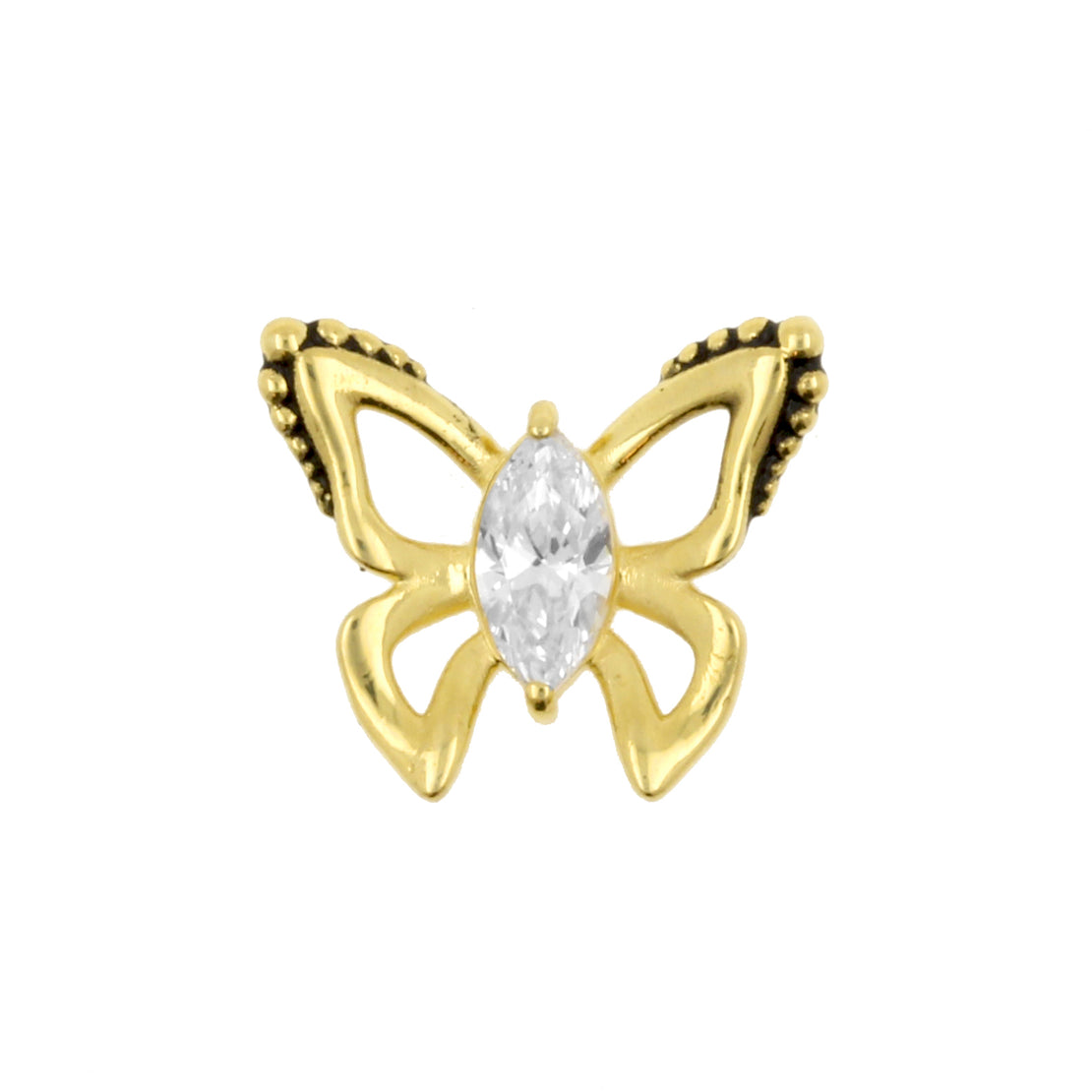 18 Karaats Gouden Click Ring Bedel - Zirkonia Butterfly