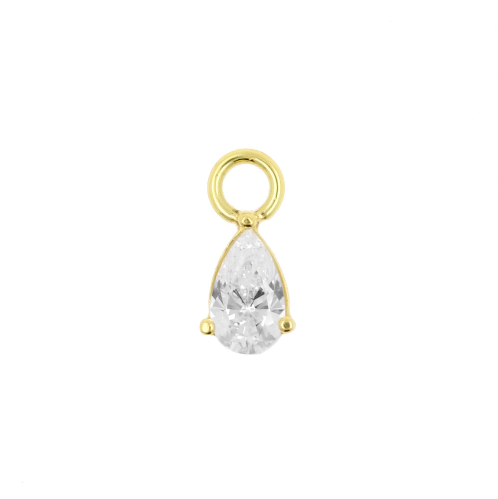 18 Karaats Gouden Click Ring Bedel - Zirkonia Droplet Clear