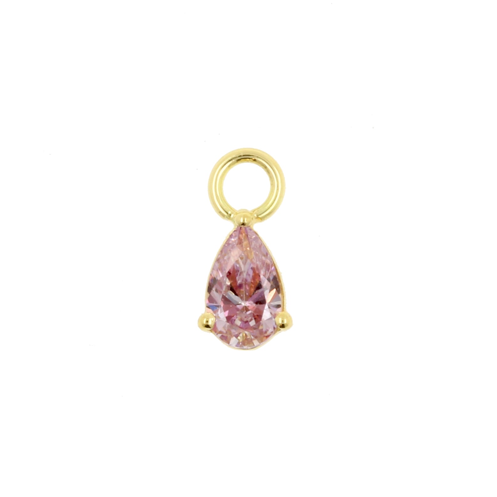 18 Karaats Gouden Click Ring Bedel - Zirkonia Droplet Morganite