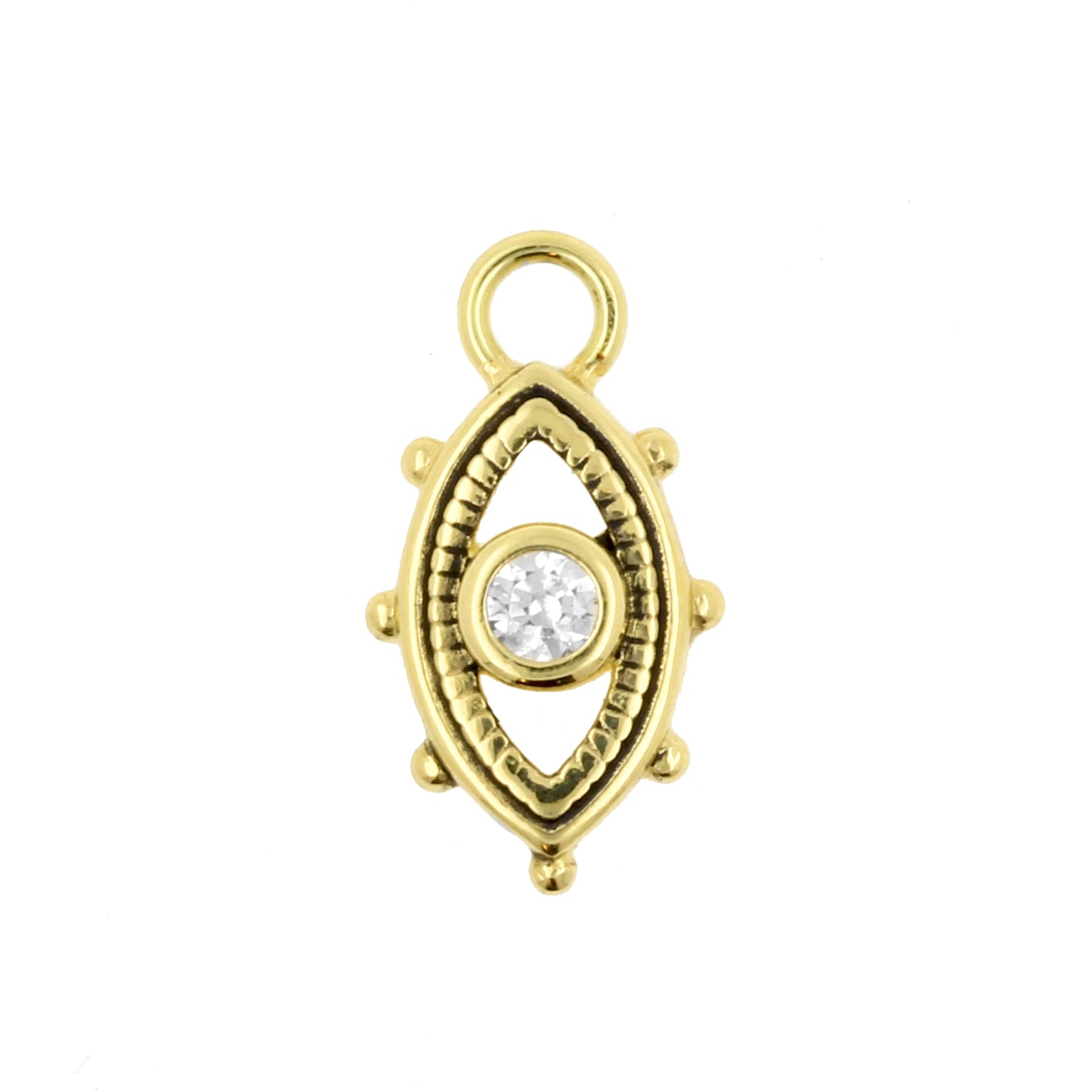 18 Karat Gold Click Ring Charm - Zirconia Eye