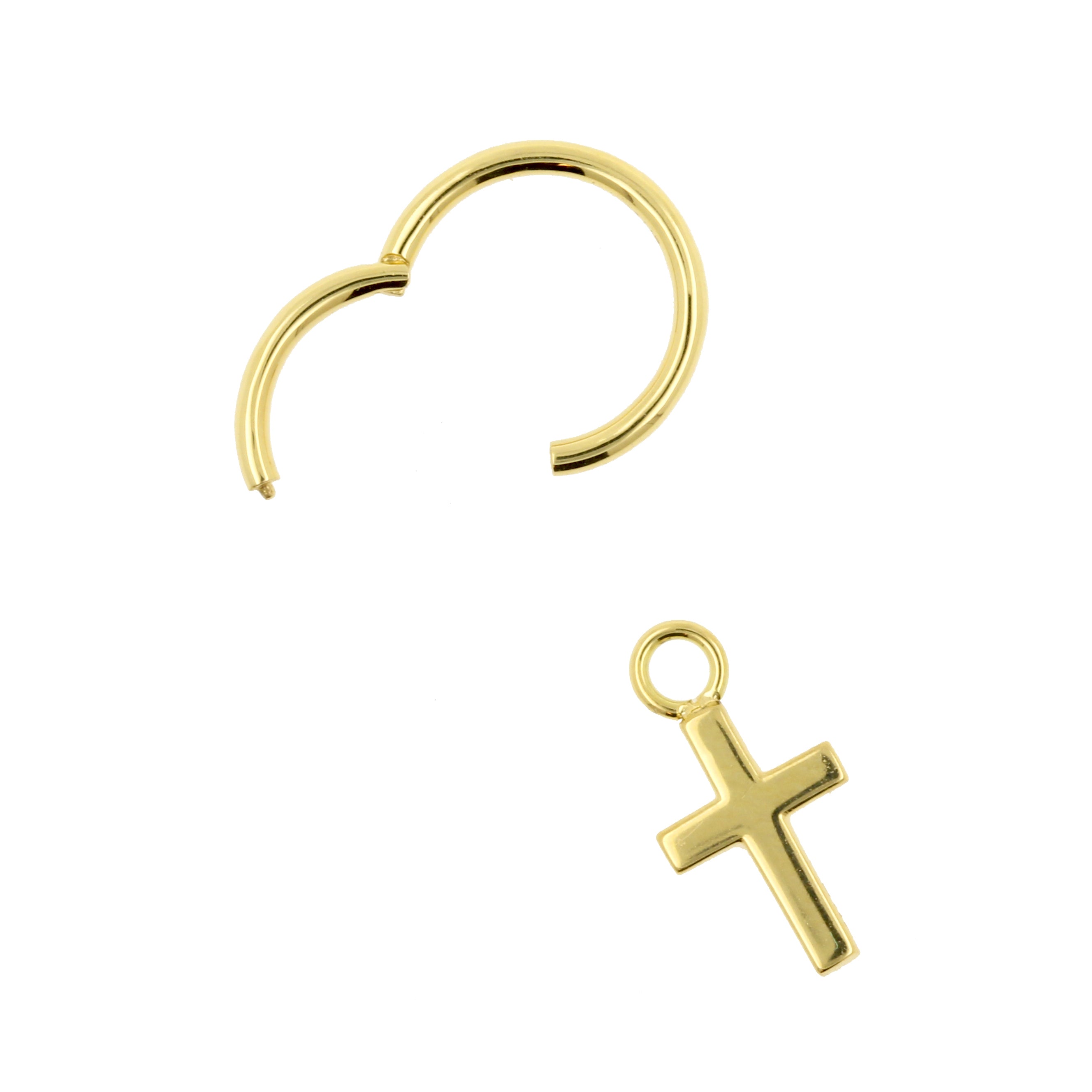 18 Karat Gold Click Ring Charm - Cross