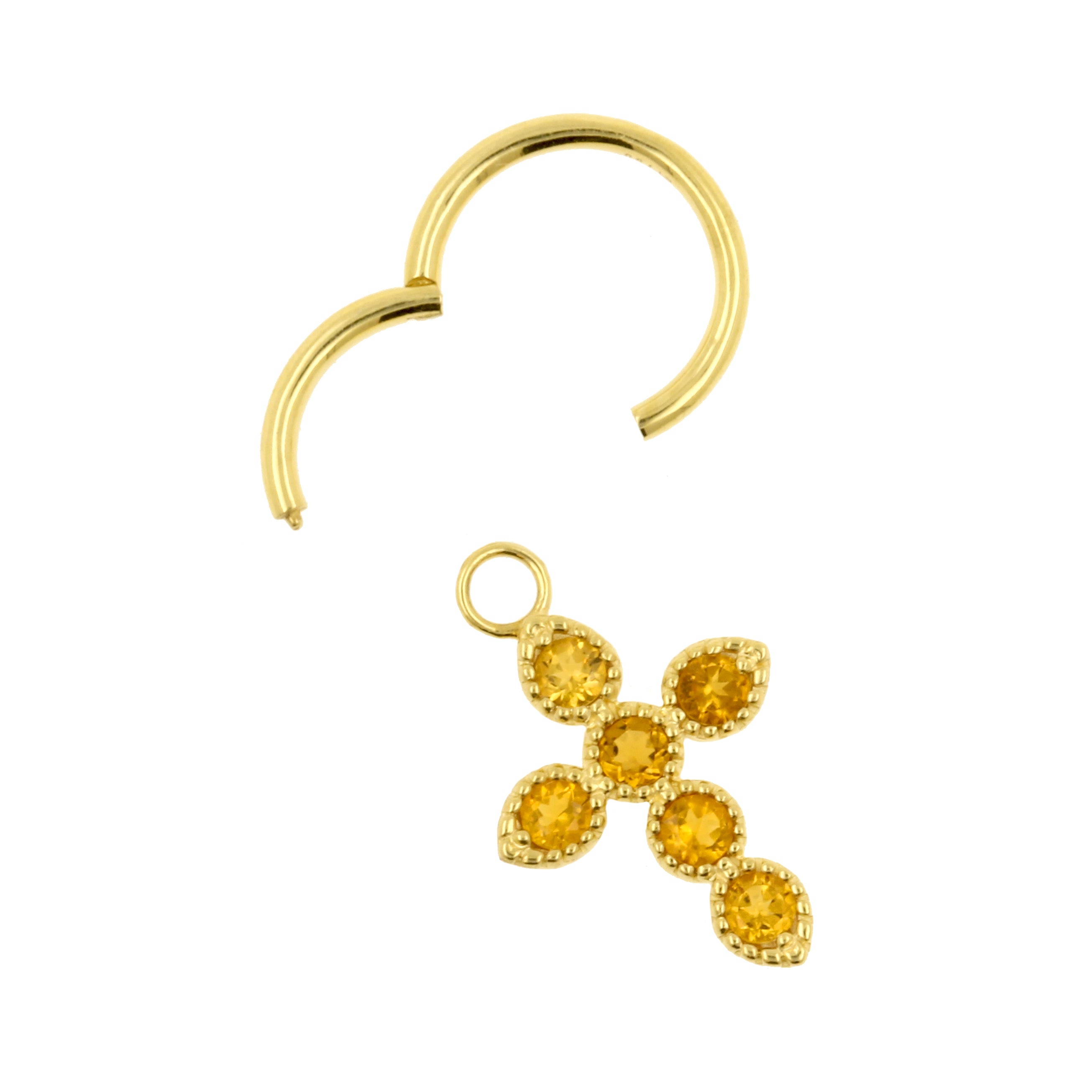 18 Karaats Gouden Bedel - Cross Citrien