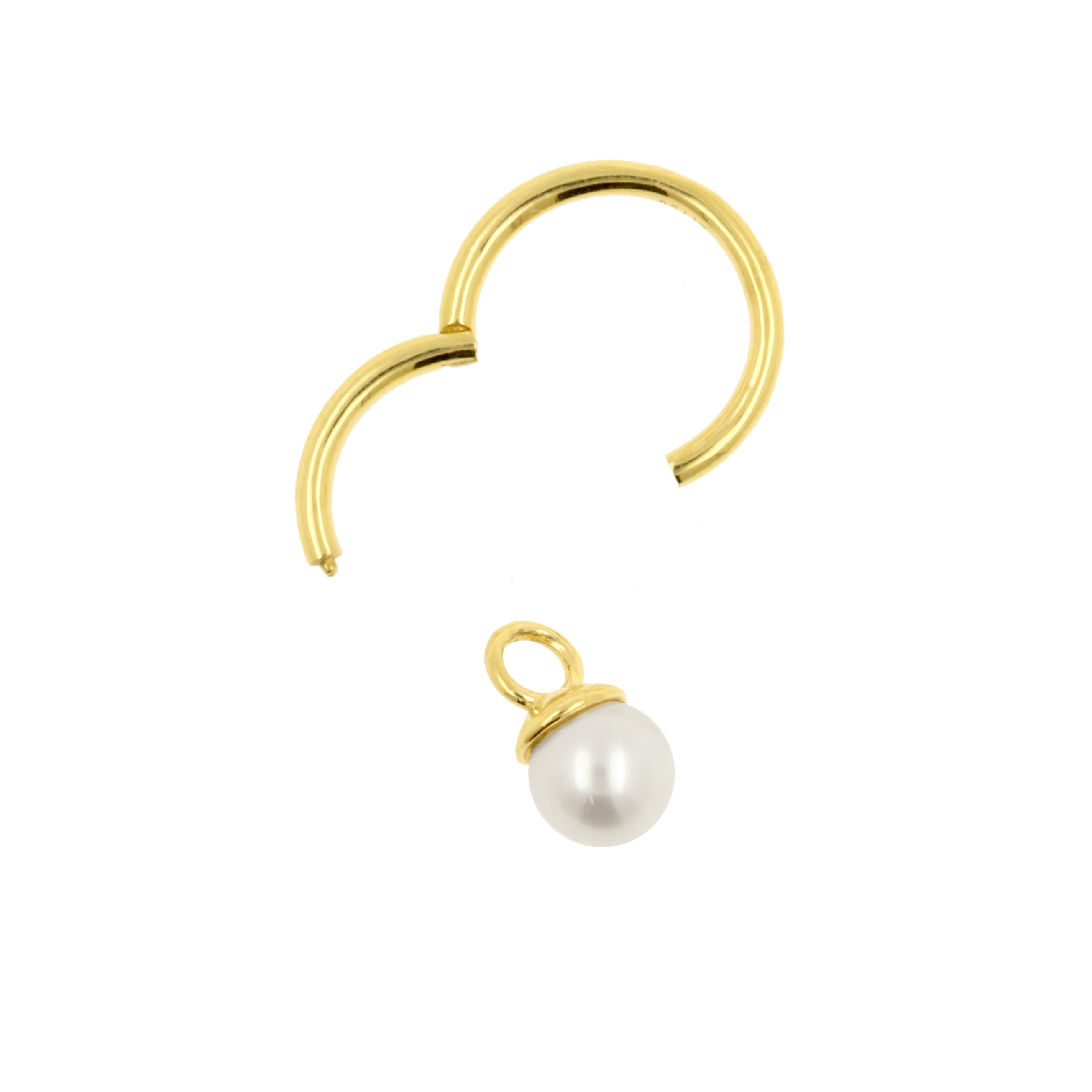 18 Karaats Gouden Click Ring Bedel - Zoetwater Parel