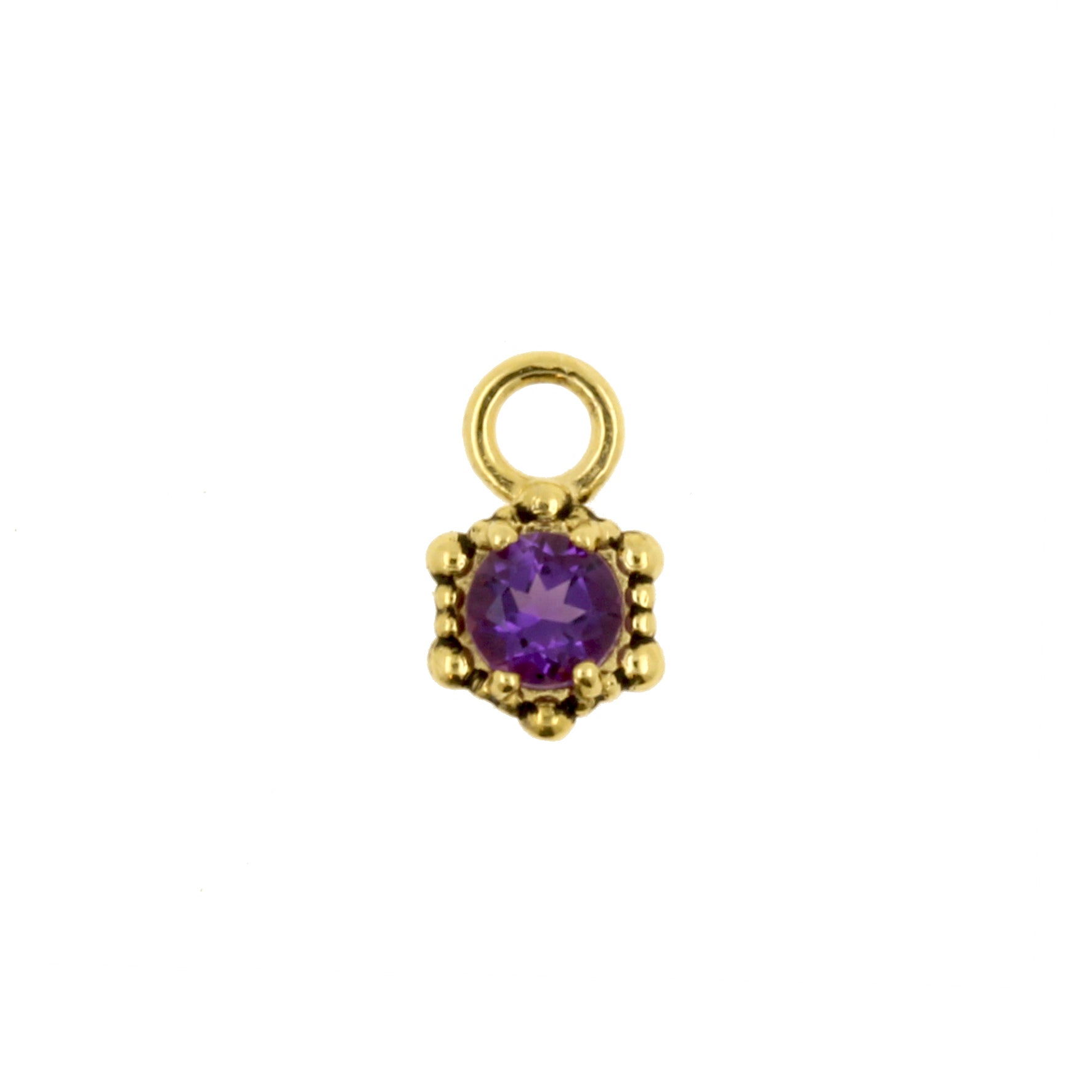 18 Karat Gold Click Ring Charm - Vintage Dots Amethyst