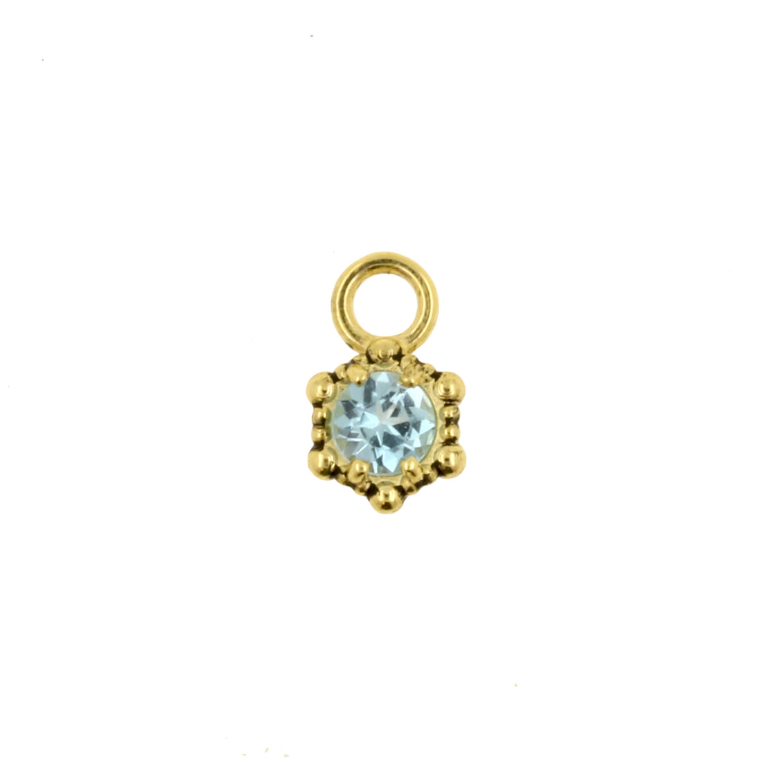 18 Karaats Gouden Click Ring Bedel - Vintage Dots Blauwe Topaas Blue