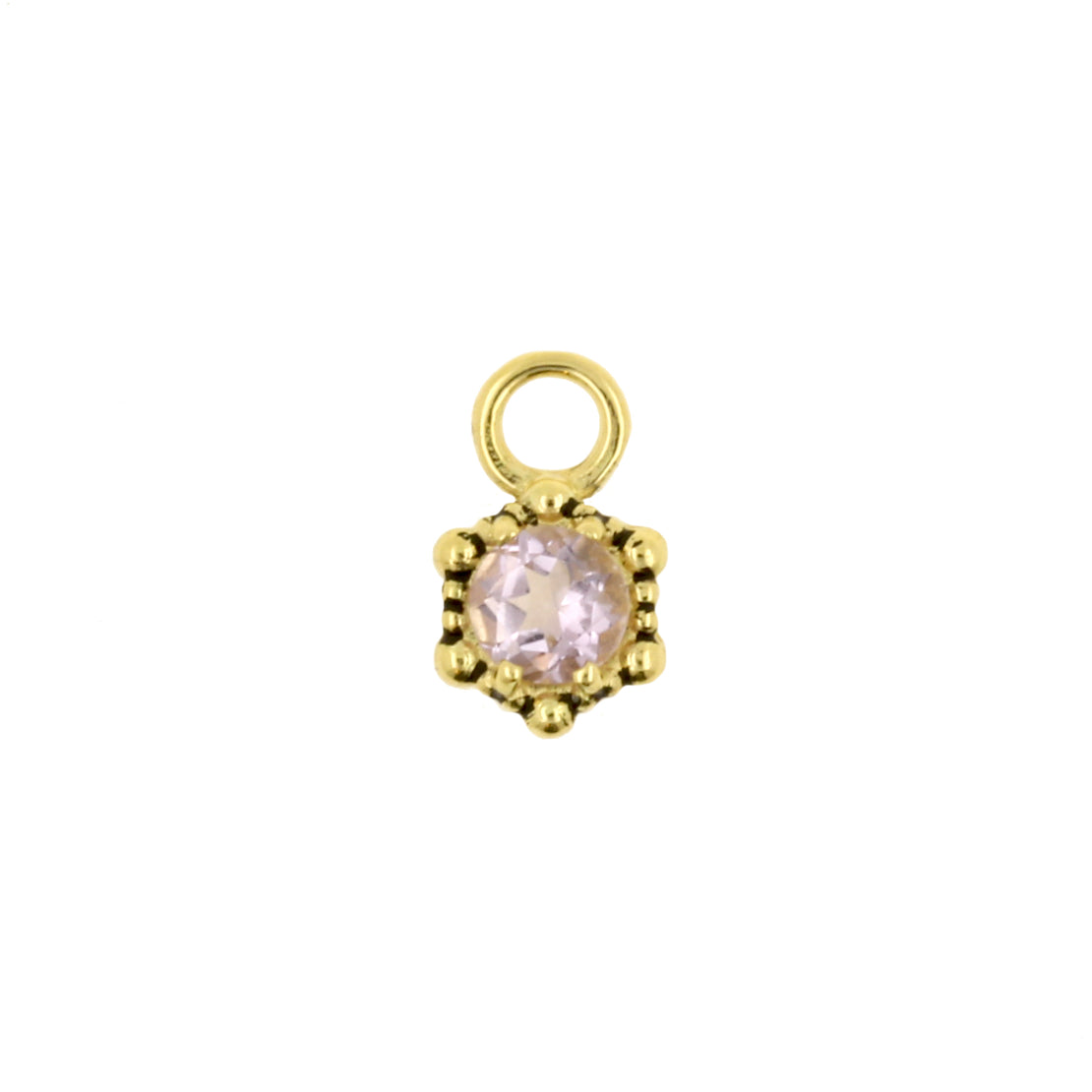 18 Karaats Gouden Click Ring Bedel - Vintage Dots Roze Amethist