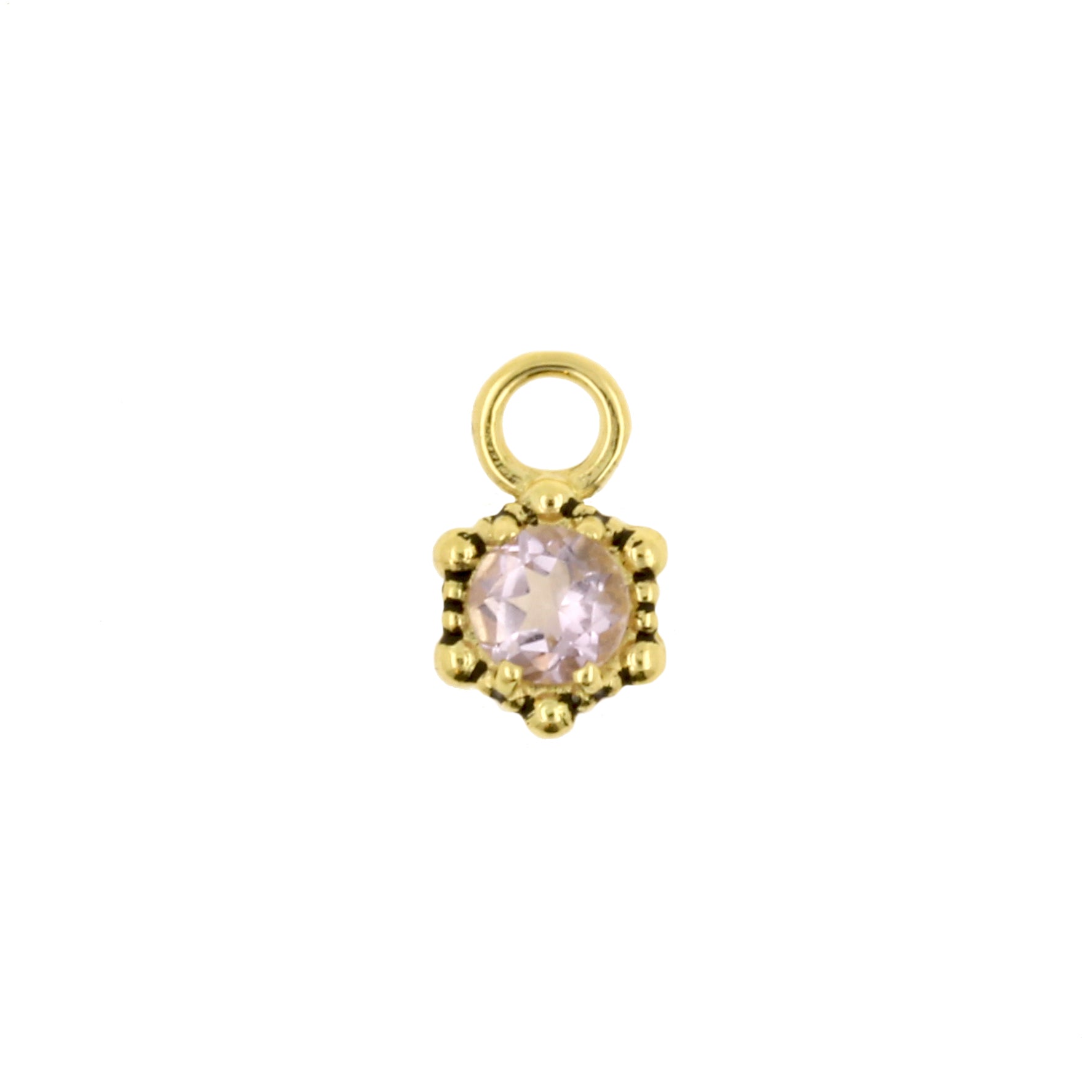 18 Karaats Gouden Click Ring Bedel - Vintage Dots Roze Amethist
