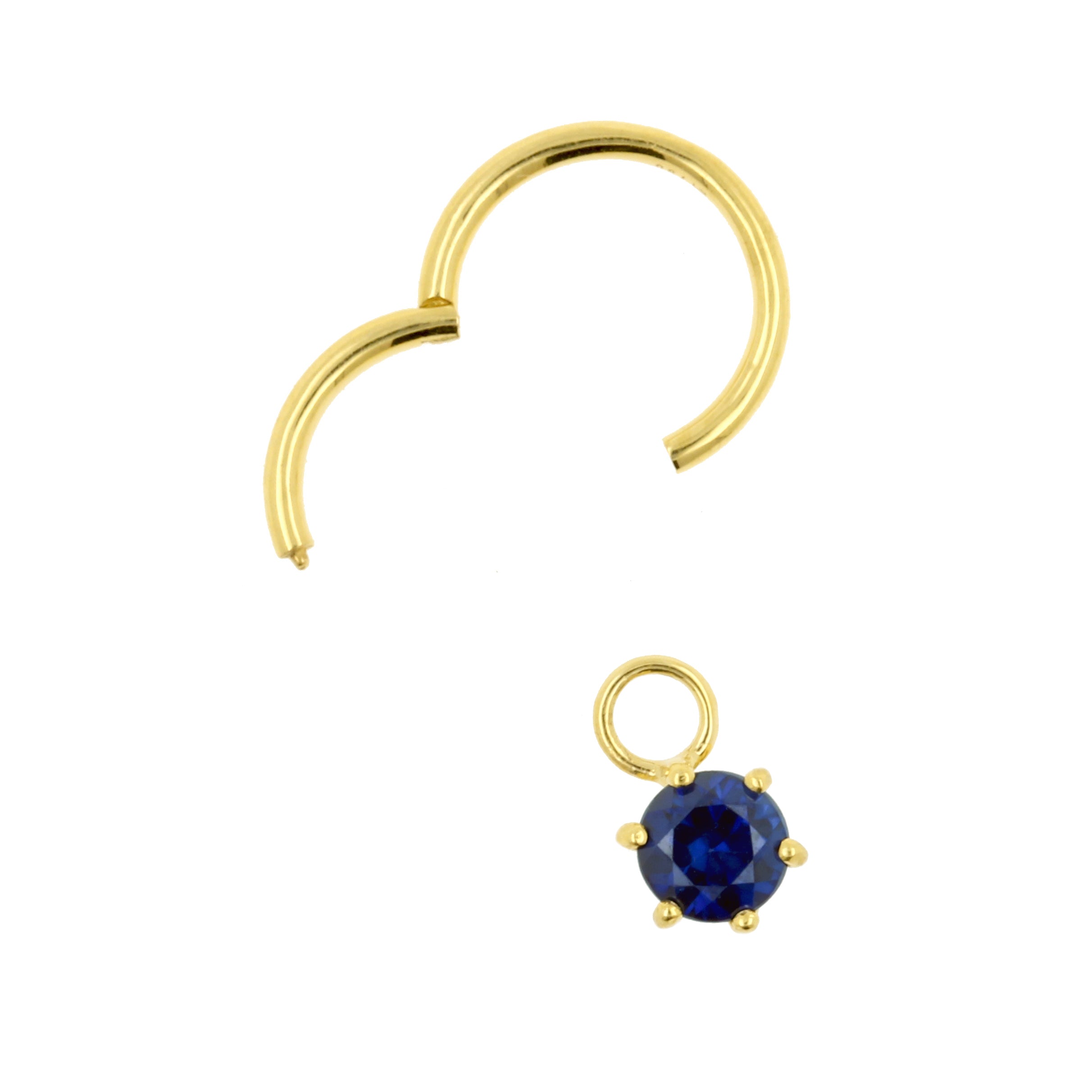 18 Karaats Gouden Click Ring Bedel - Diffusion Sapphire Round Blue