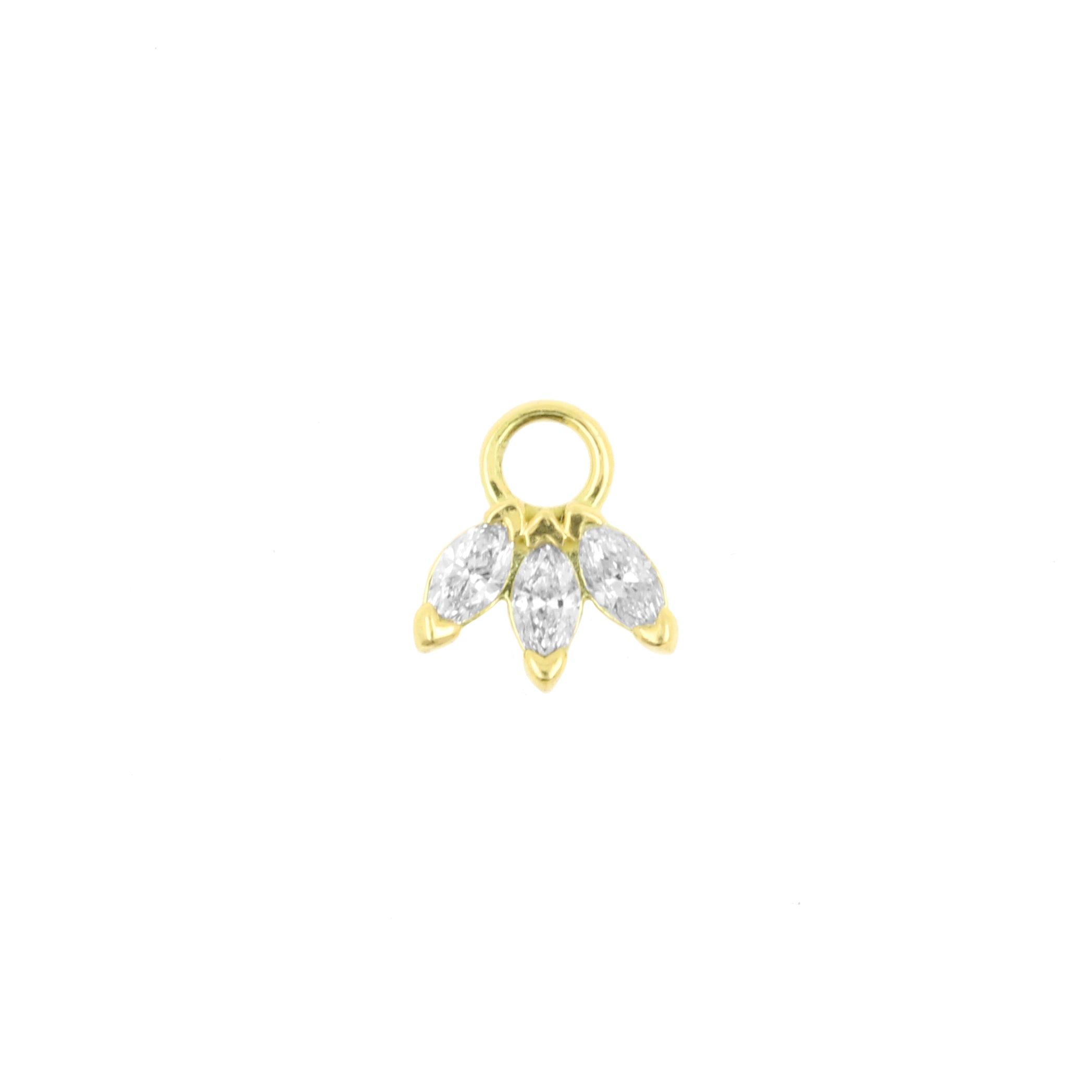 18 Karaats Gouden Click Ring Bedel - Marquise Diamond Clear