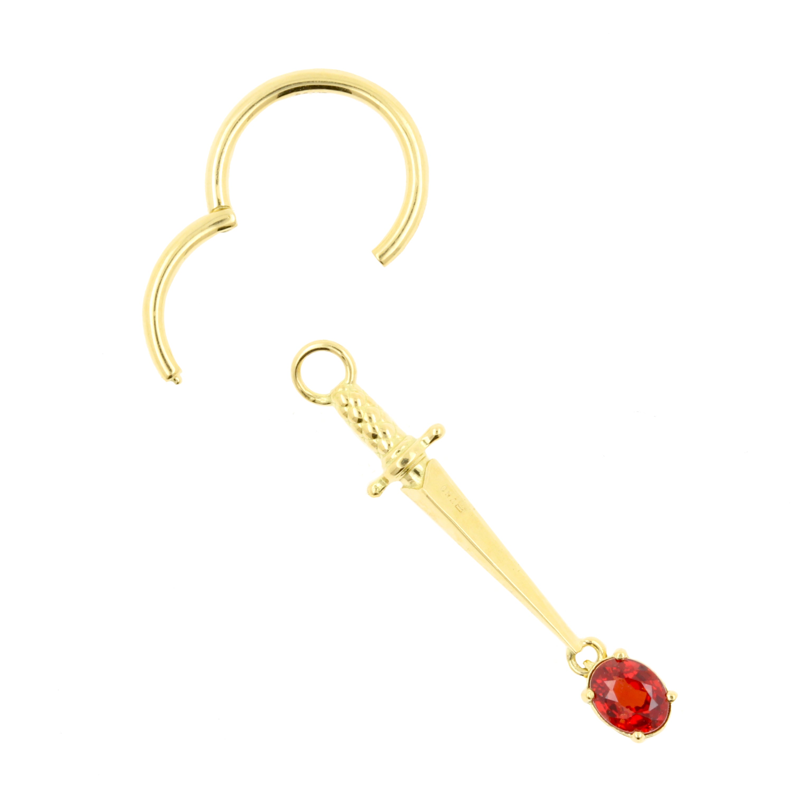 18 Karaats Gouden Click Ring Bedel - Dagger Songea Sapphire Red