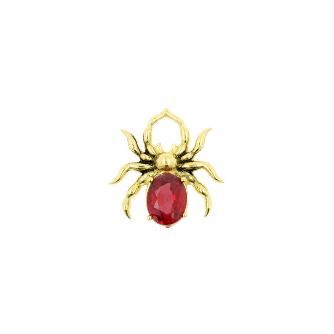18 Karaats Gouden Click Ring Bedel - Spider Songea Sapphire Red