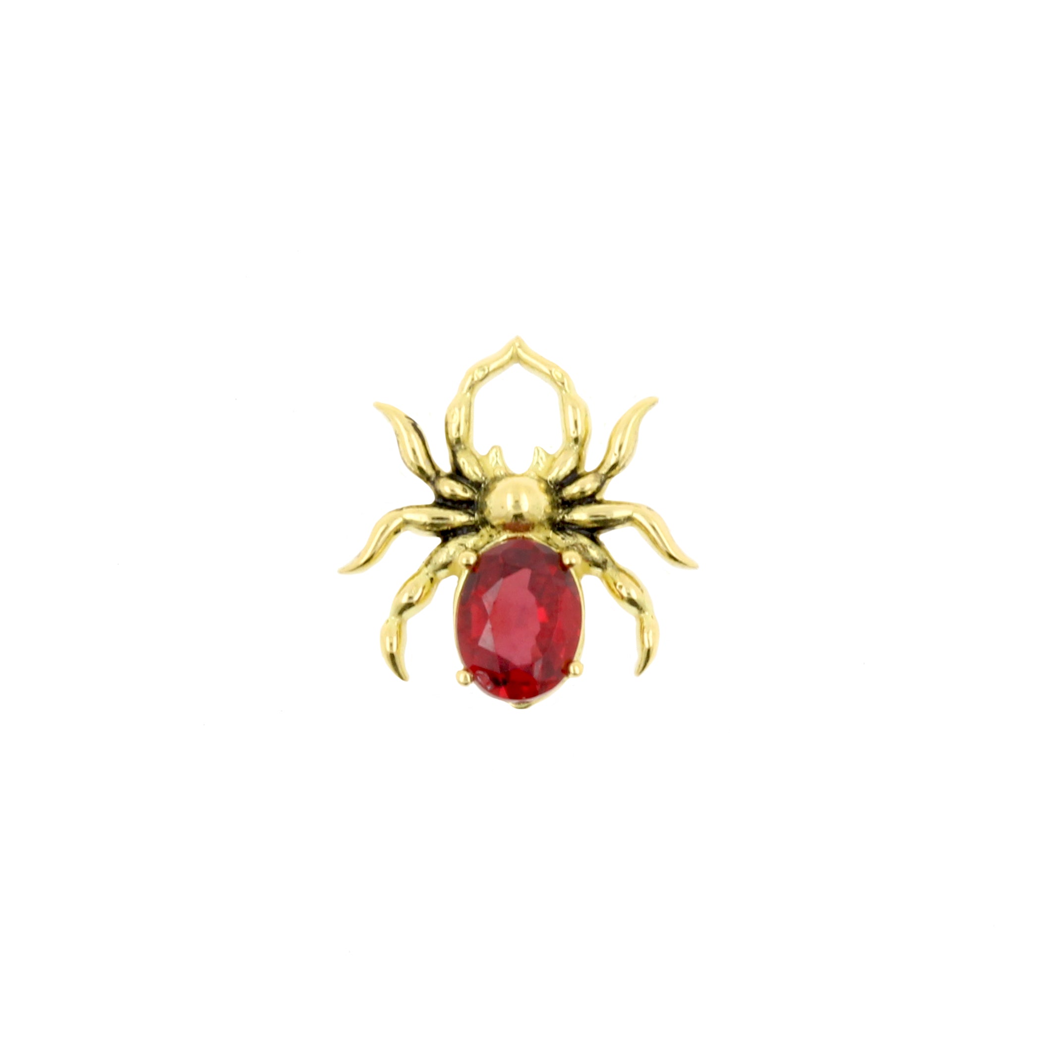 18 Karaats Gouden Click Ring Bedel - Spider Songea Sapphire Red